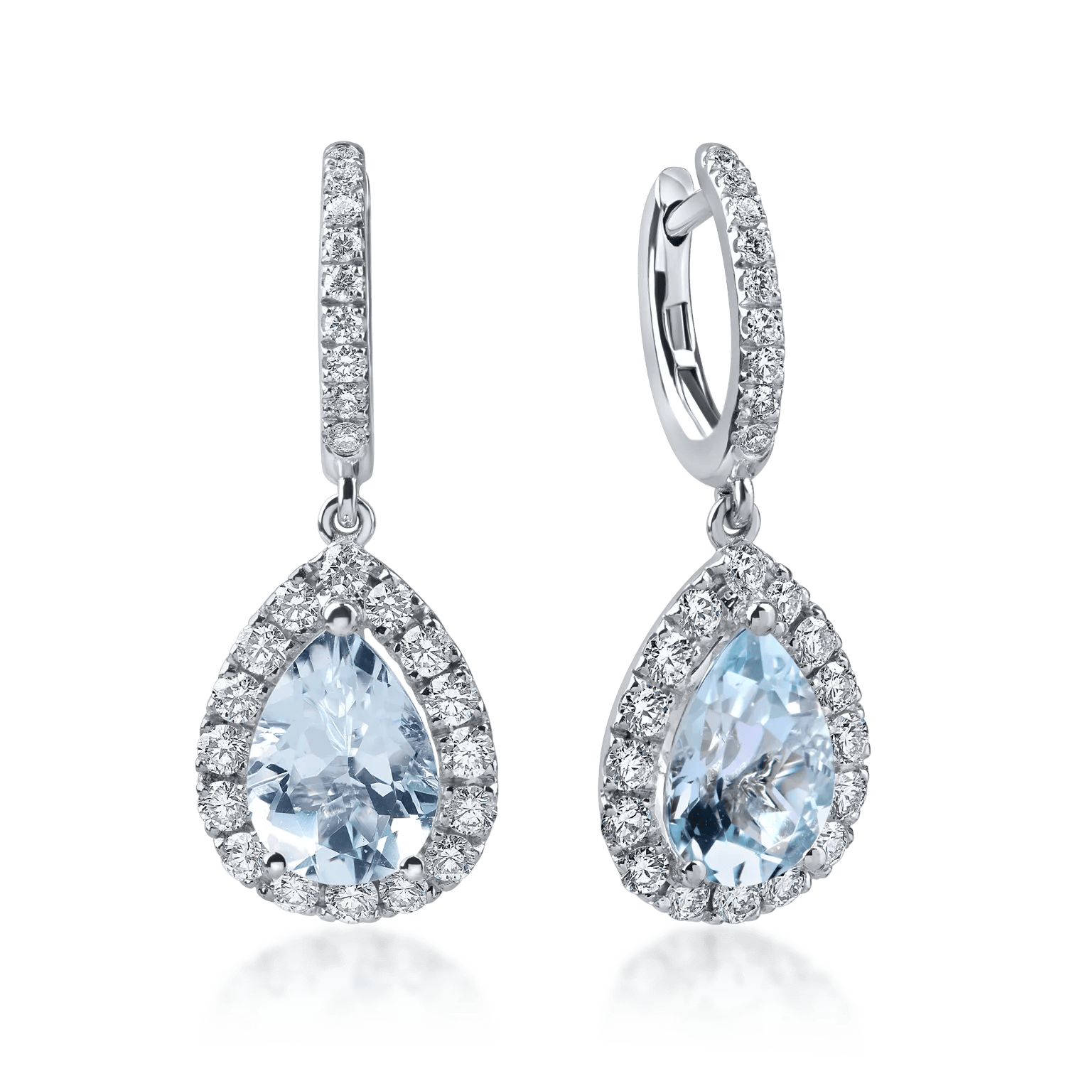 Cercei lacrimă din aur alb cu acvamarine pear de 3.3ct și diamante de 1ct – Teilor Cercei lacrimă din aur alb cu acvamarine pear de 3.3ct și diamante de 1ct – Teilor