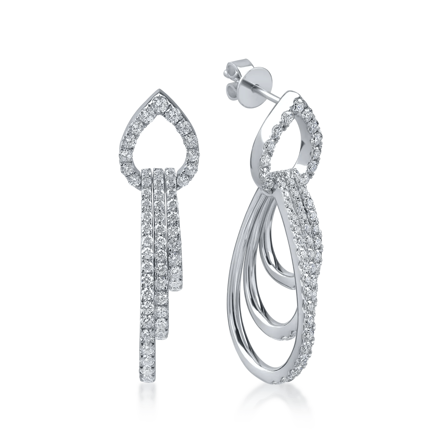 Cercei din aur alb cu diamante de 1.5ct microsetting Cercei din aur alb cu diamante de 1.5ct microsetting