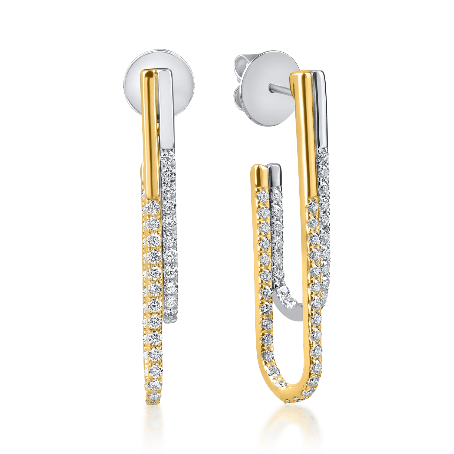 Cercei aur alb-galben cu diamante microsetting 1.5ct Cercei aur alb-galben cu diamante microsetting 1.5ct