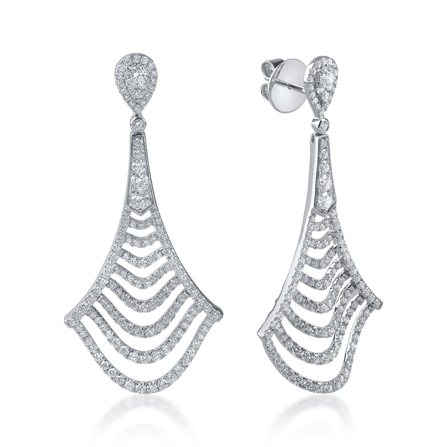 Cercei lungi din aur alb cu diamante microsetting de 2.5ct – Teilor Cercei lungi din aur alb cu diamante microsetting de 2.5ct – Teilor