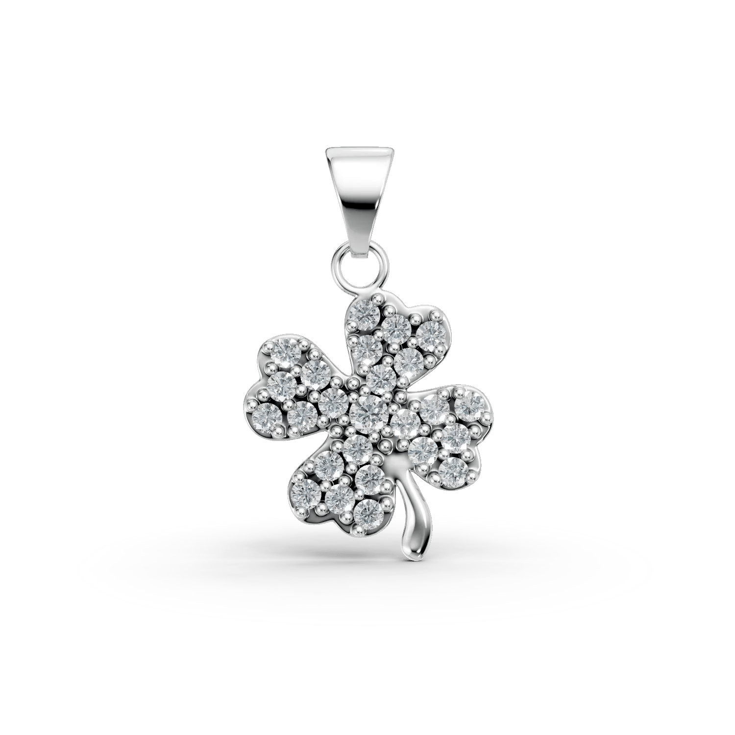 Pandantiv trifoi aur alb cu zirconii Pandantiv trifoi aur alb cu zirconii