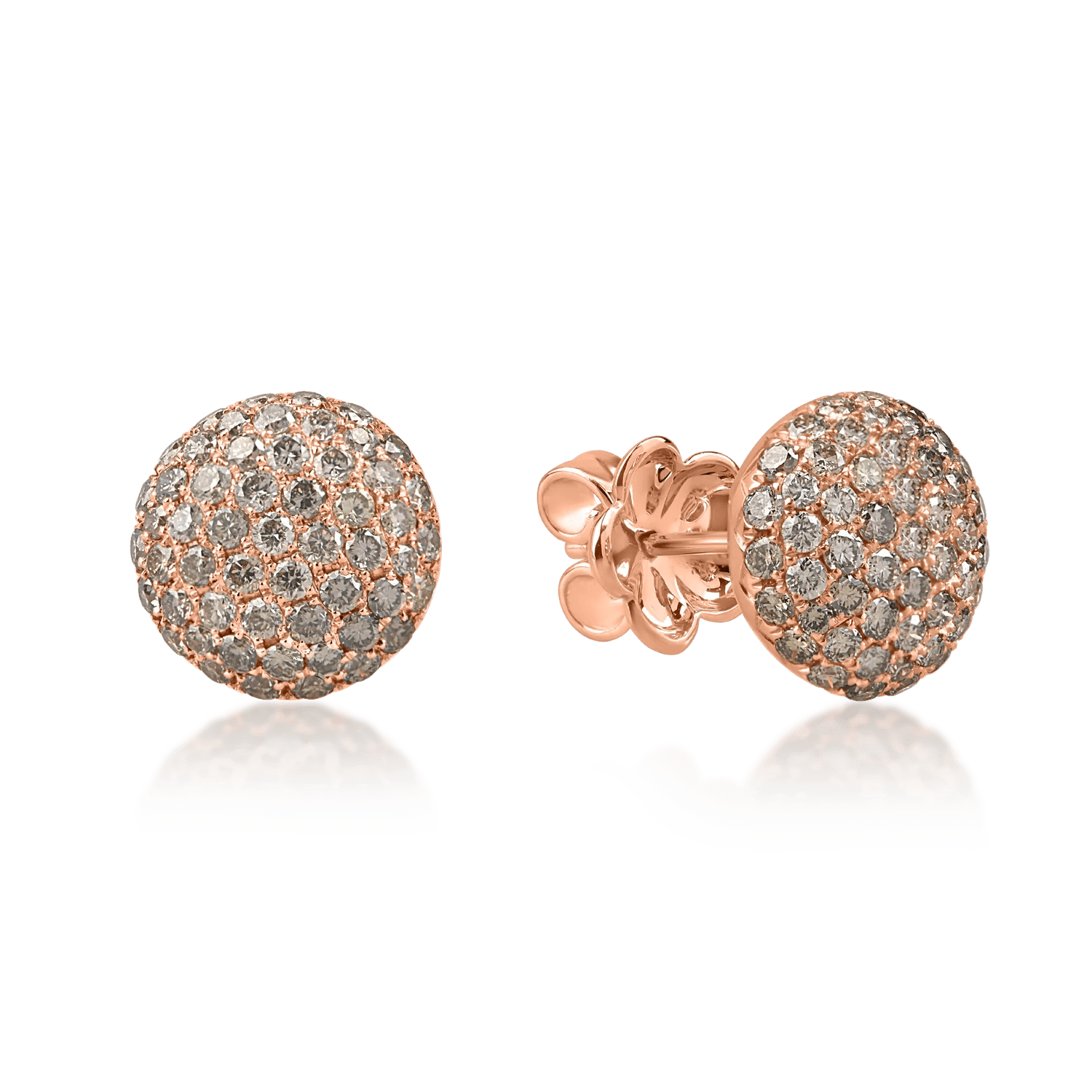 Cercei stud din aur roz cu diamante maro de 1.2ct Cercei stud din aur roz cu diamante maro de 1.2ct