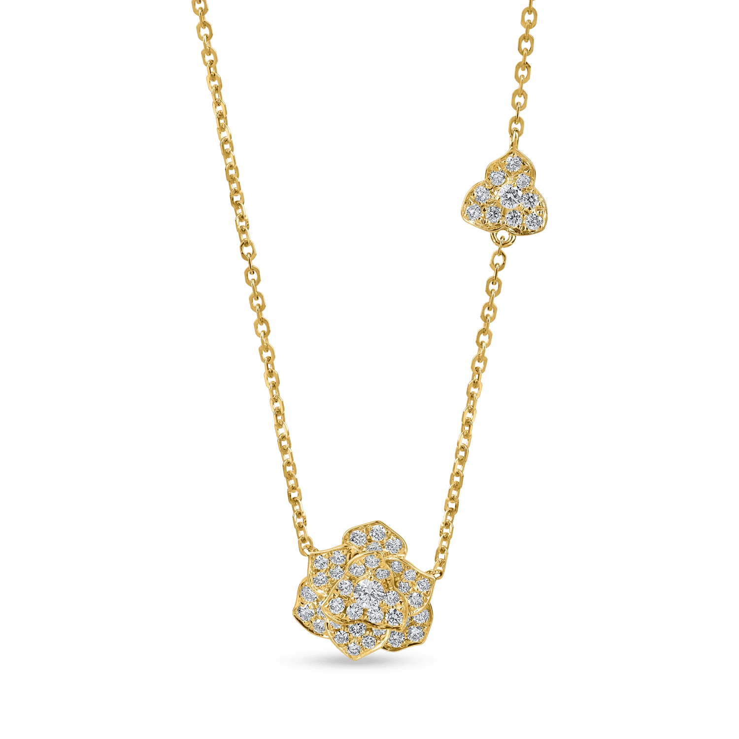 Lanț cu pandantiv floare din aur galben cu diamante de 0.6ct Lanț cu pandantiv floare din aur galben cu diamante de 0.6ct