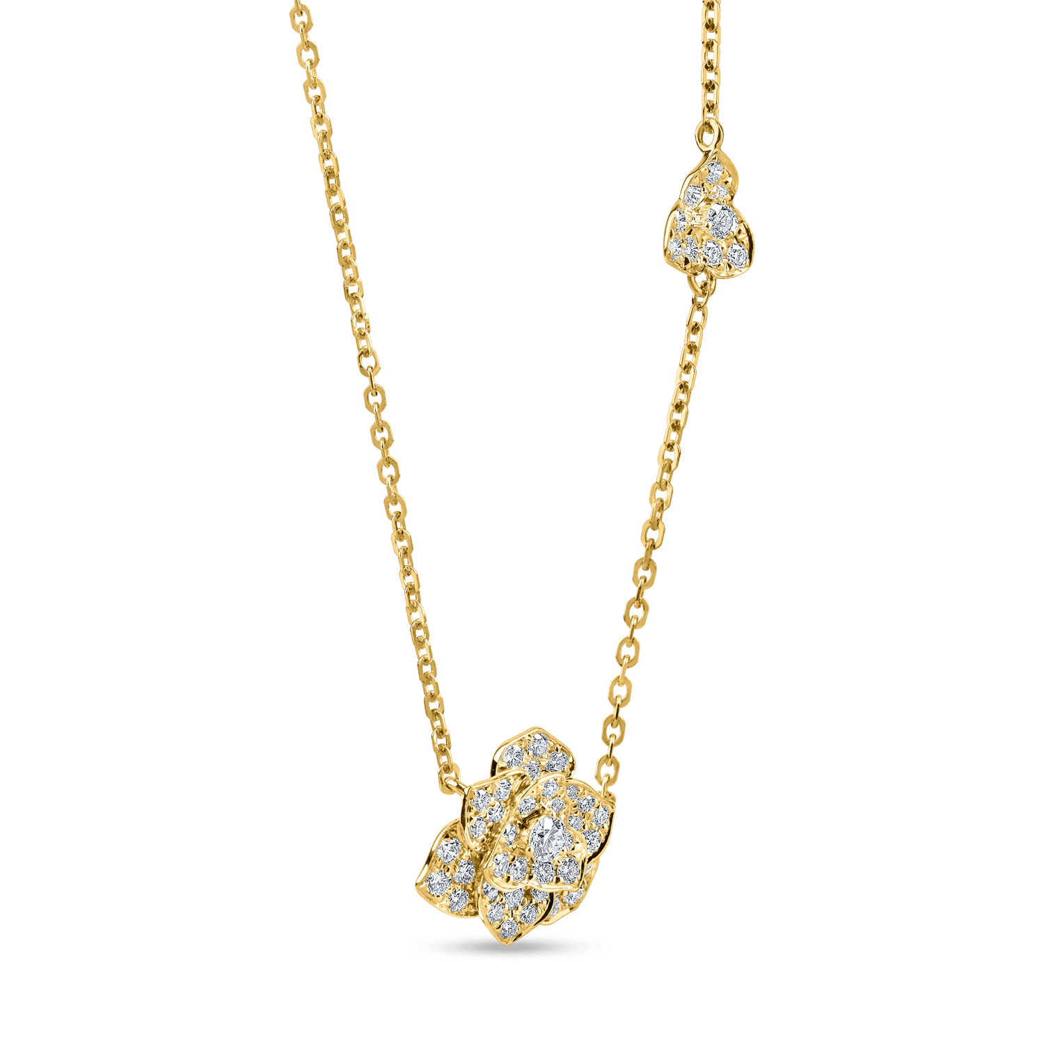 Lanț cu pandantiv floare din aur galben Lanț cu pandantiv floare din aur galben