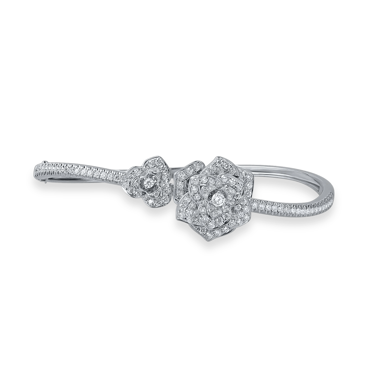 Brățară din aur alb cu pandantive florale și diamante de 1.3ct Brățară din aur alb cu pandantive florale și diamante de 1.3ct