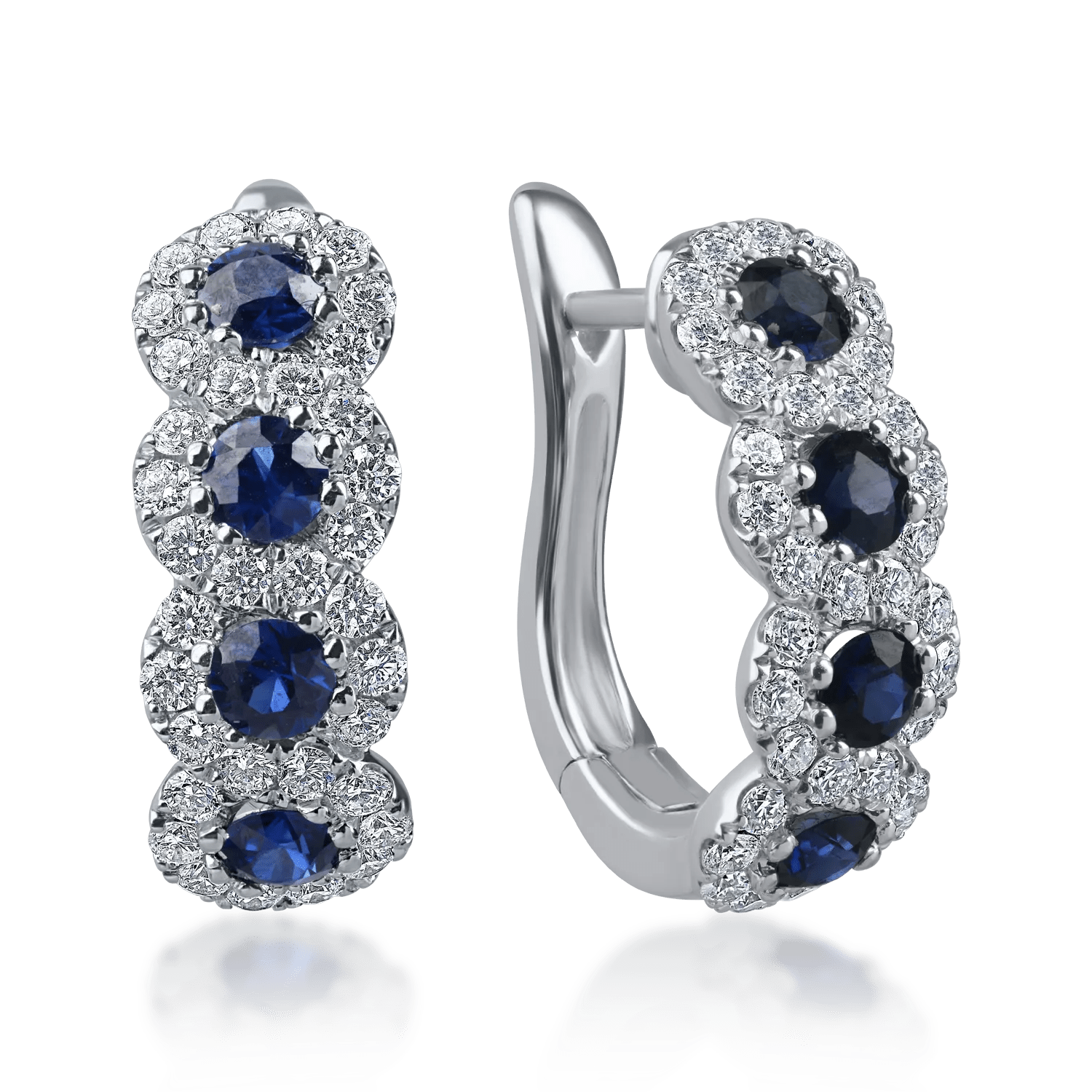 Cercei din aur alb cu safire și diamante de 1.9ct Cercei din aur alb cu safire și diamante de 1.9ct