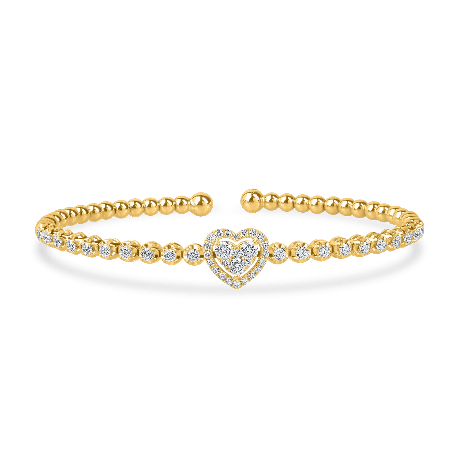 Brățară din aur galben cu pandantiv inimă și diamante de 0.9ct Brățară din aur galben cu pandantiv inimă și diamante de 0.9ct