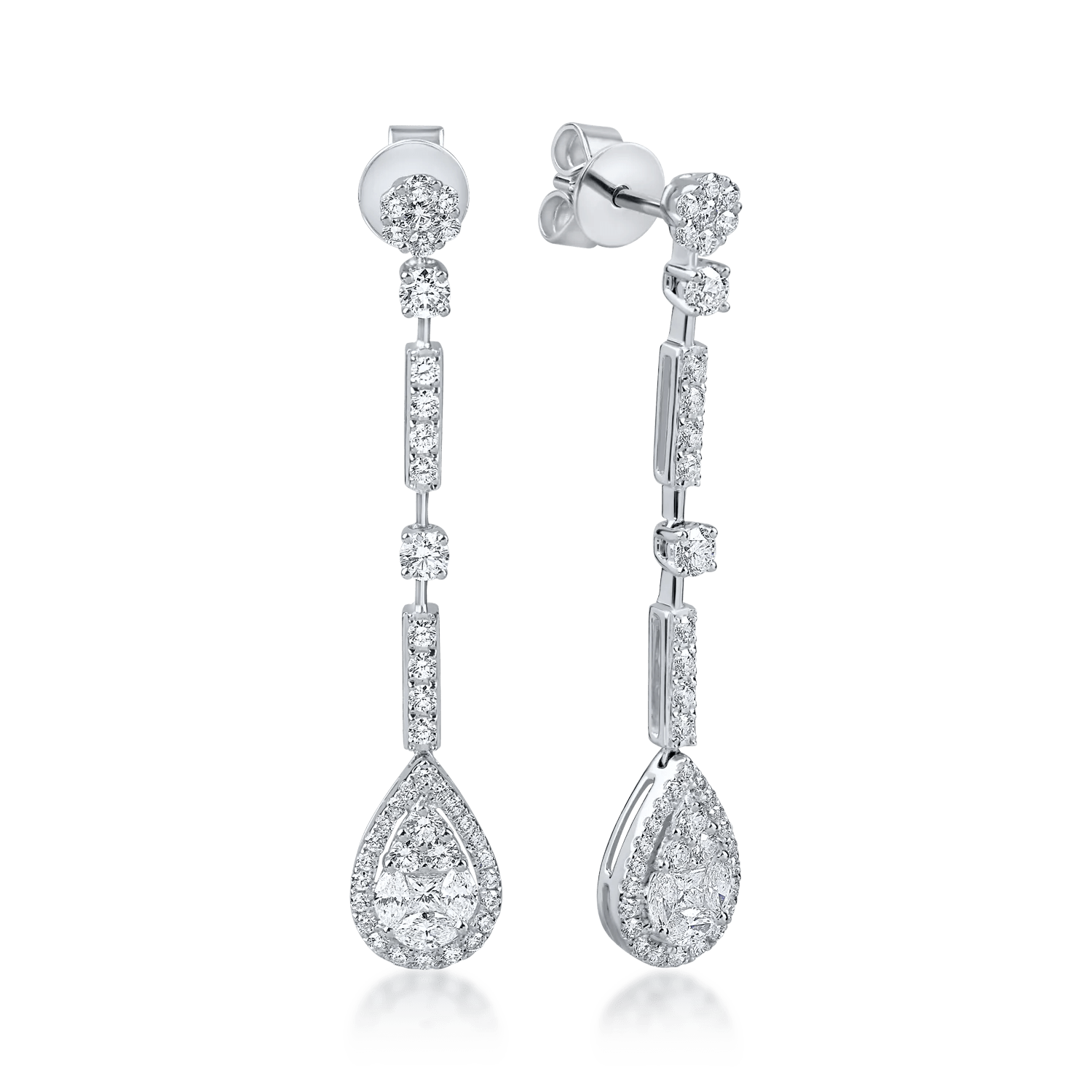Cercei lungi din aur alb cu diamante de 1.89ct Cercei lungi din aur alb cu diamante de 1.89ct