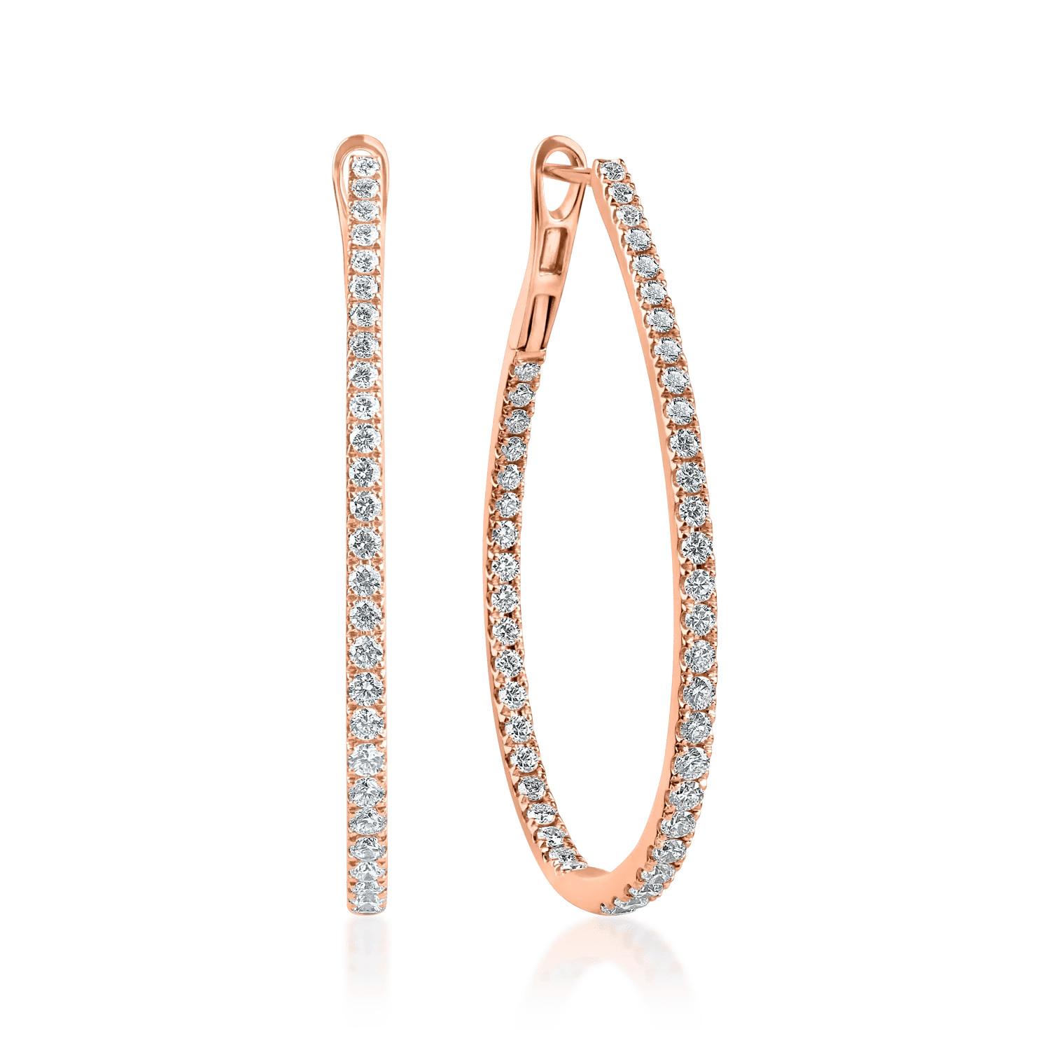 Cercei ovali din aur roz cu diamante 1.3ct Cercei ovali din aur roz cu diamante 1.3ct