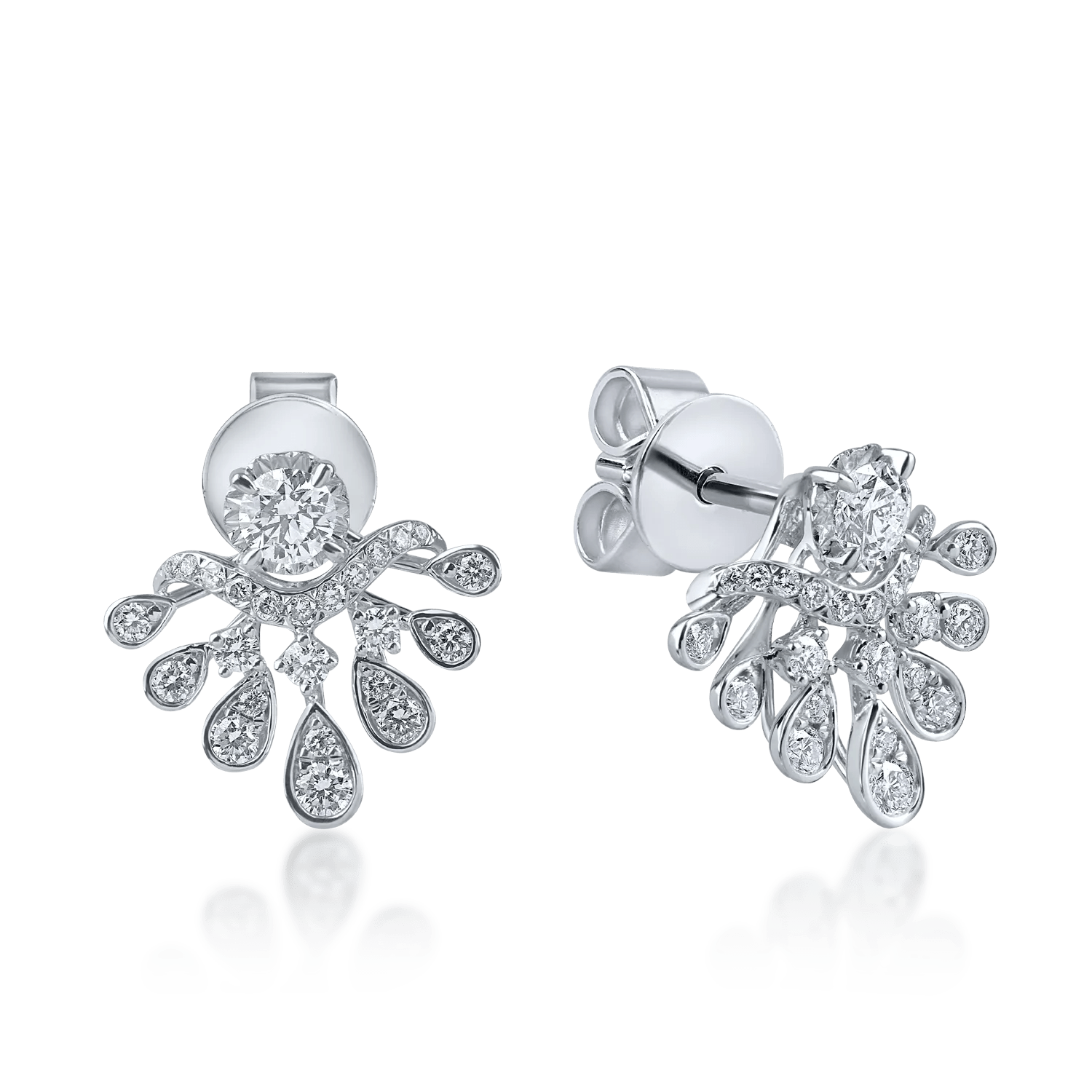 Cercei geometrici din aur alb cu diamante de 0.85ct Cercei geometrici din aur alb cu diamante de 0.85ct