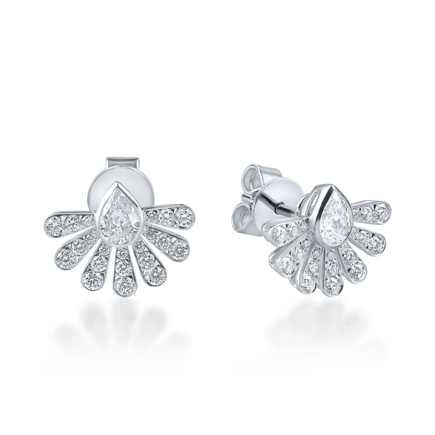 Cercei geometrici din aur alb cu diamante pear și rotunde de 1.26ct – Teilor Cercei geometrici din aur alb cu diamante pear și rotunde de 1.26ct – Teilor