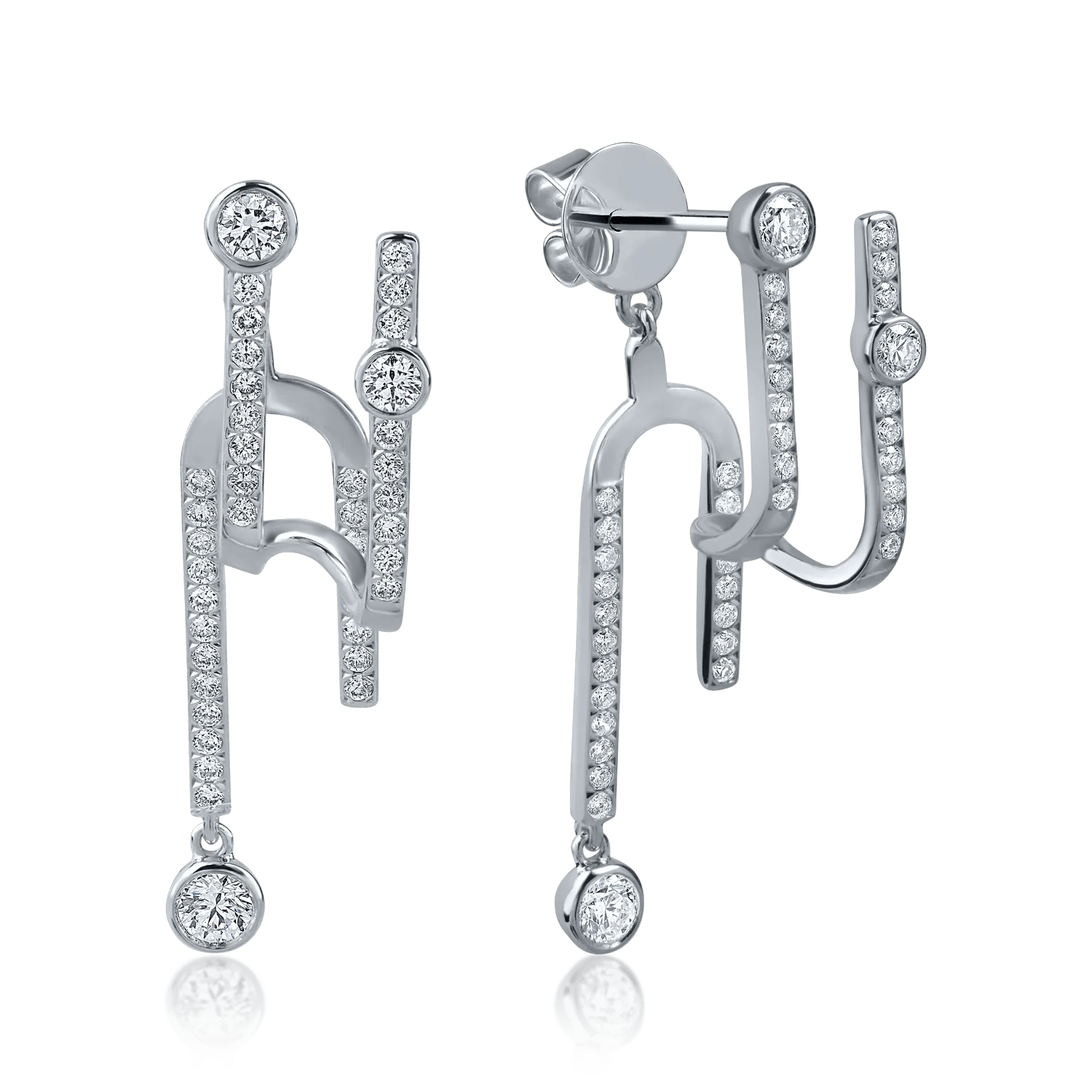 Cercei din aur alb cu diamante microsetting de 0.74ct Cercei din aur alb cu diamante microsetting de 0.74ct