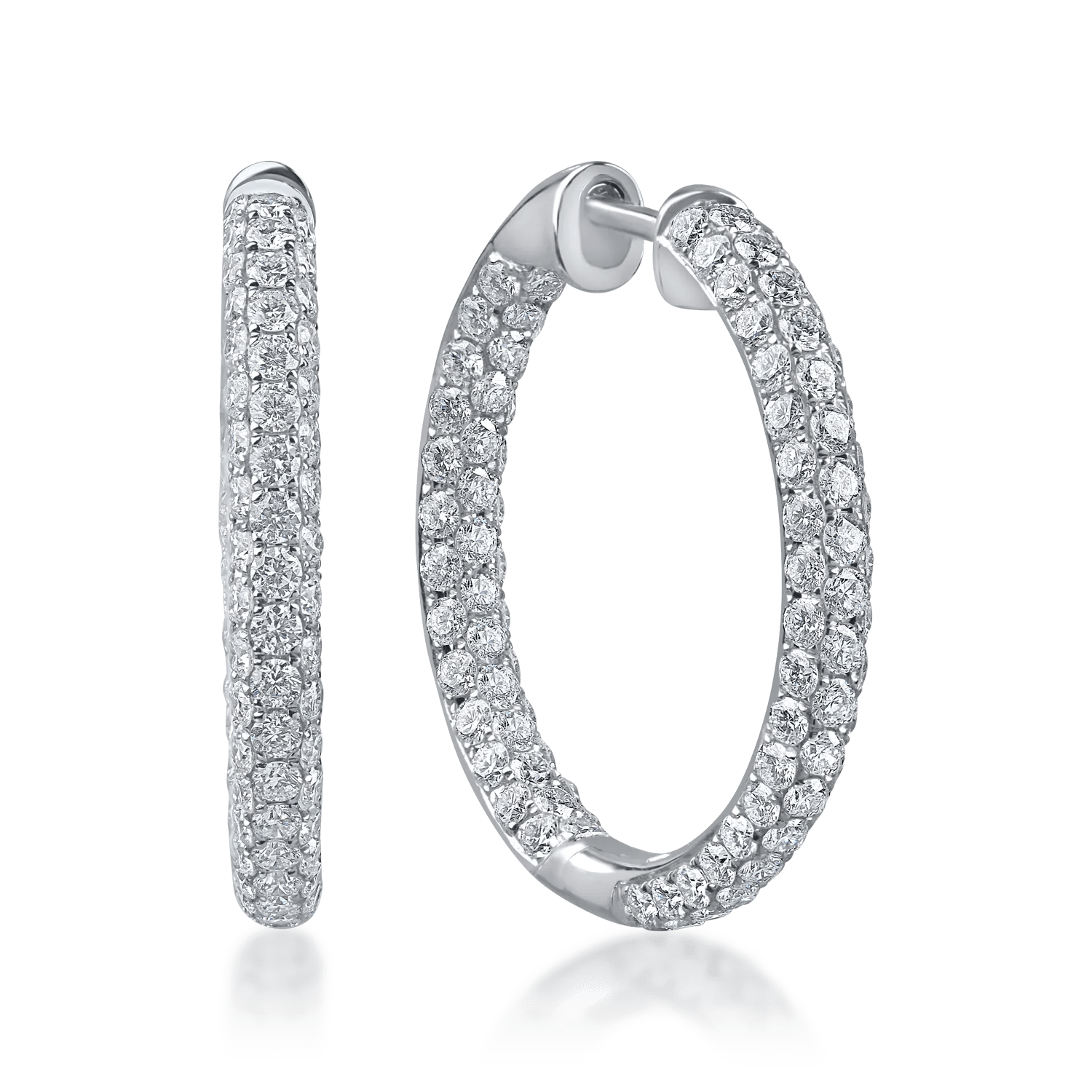 Cercei creole din aur alb cu diamante de 3.27ct Cercei creole din aur alb cu diamante de 3.27ct