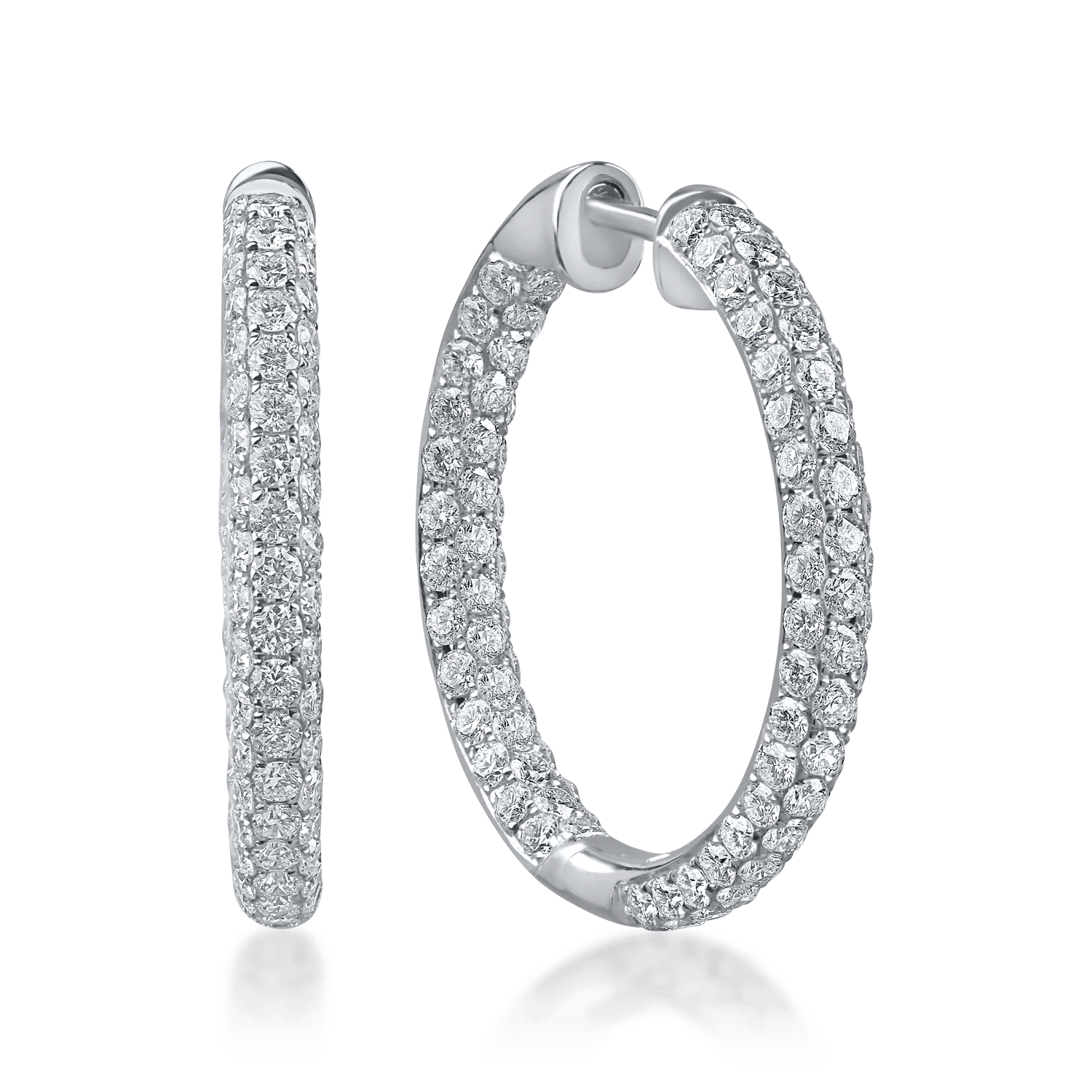 Cercei creole din aur alb cu diamante de 3.27ct – Teilor Cercei creole din aur alb cu diamante de 3.27ct – Teilor
