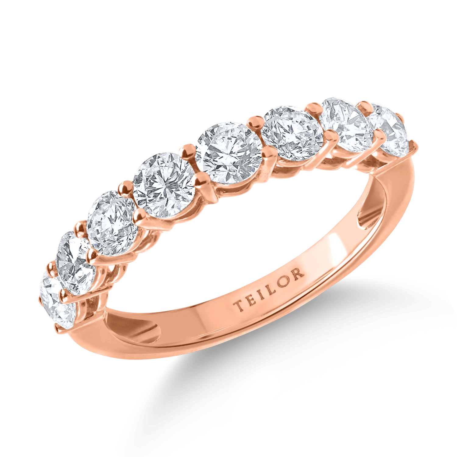 Inel semieternity din aur roz cu diamante de 1.5ct Inel semieternity din aur roz cu diamante de 1.5ct