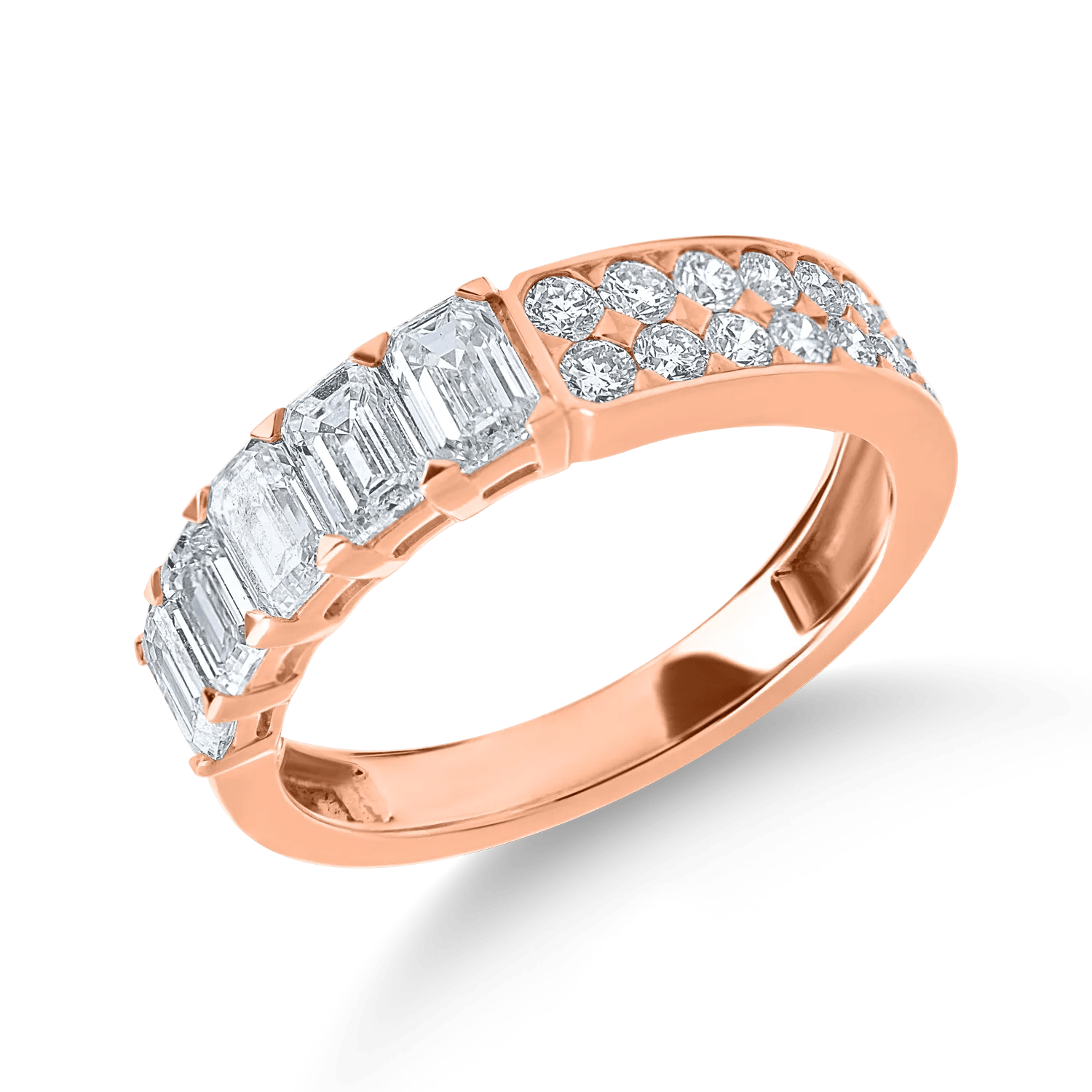 Inel semieternity din aur roz cu diamante de 1.6ct Inel semieternity din aur roz cu diamante de 1.6ct