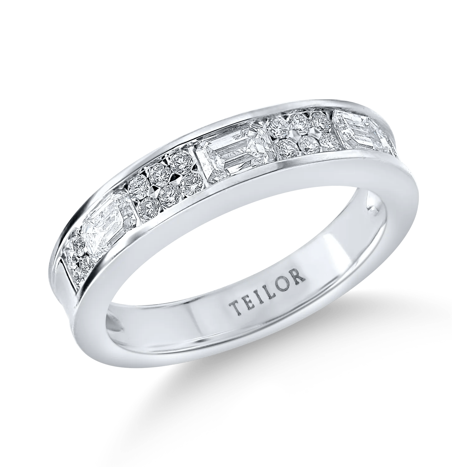 Inel semieternity din aur alb cu diamante de 0.8ct Inel semieternity din aur alb cu diamante de 0.8ct