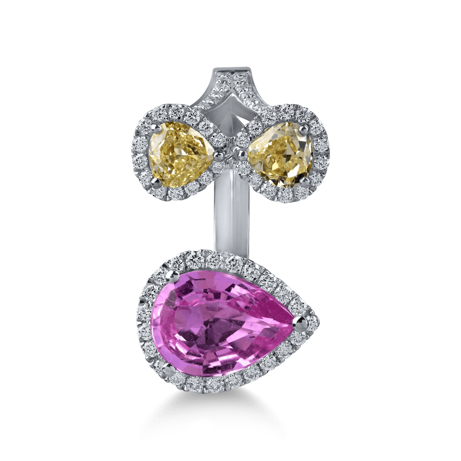 Inel deschis din aur alb cu safir și diamante – Teilor Inel deschis din aur alb cu safir și diamante – Teilor
