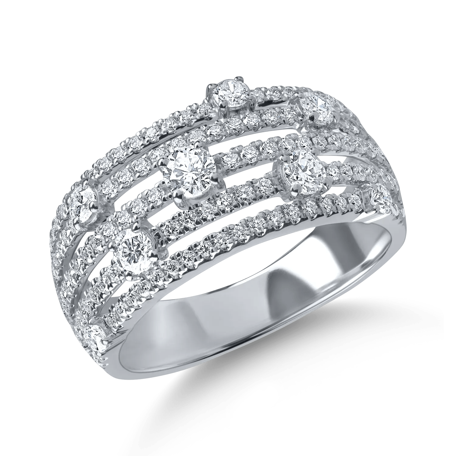 Inel geometric din aur alb cu diamante 0.9ct Inel geometric din aur alb cu diamante 0.9ct