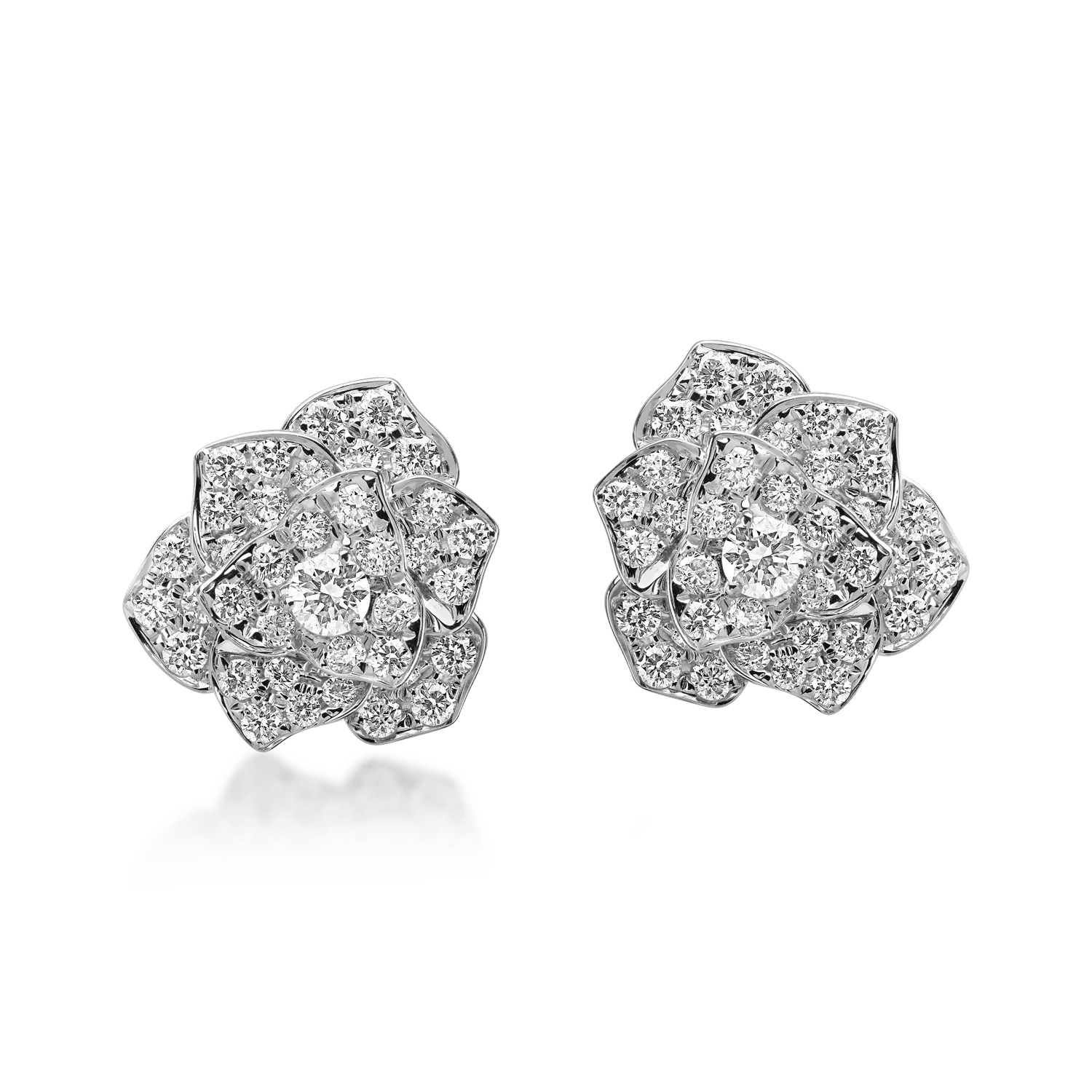 Cercei floare din aur alb cu diamante – teilor Cercei floare din aur alb cu diamante - teilor