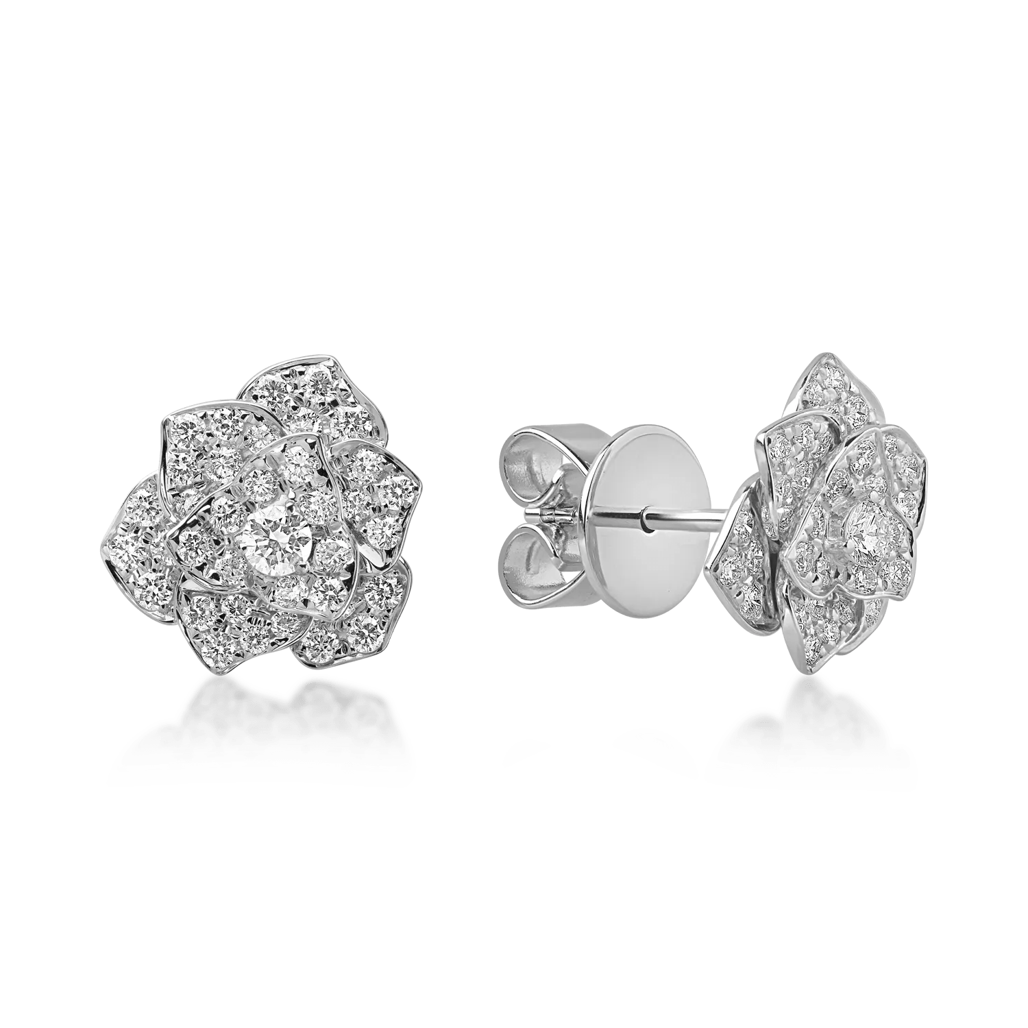 Cercei floare din aur alb cu diamante de 0.5ct Cercei floare din aur alb cu diamante de 0.5ct