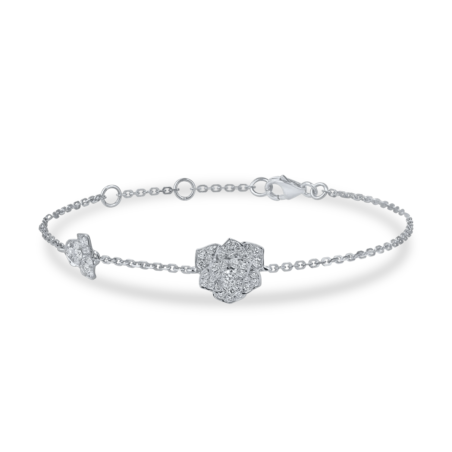 Brățară cu pandantiv floare din aur alb și diamante de 0.3ct Brățară cu pandantiv floare din aur alb și diamante de 0.3ct