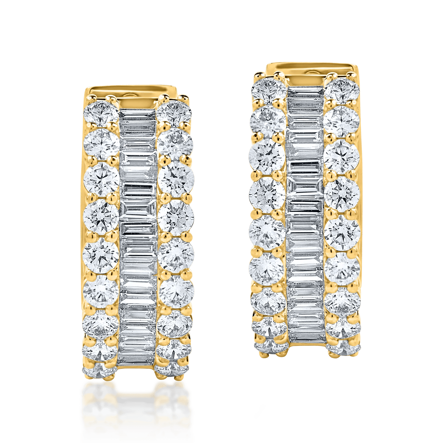 Cercei creole din aur galben cu diamante microsetting de 3ct – Teilor Cercei creole din aur galben cu diamante microsetting de 3ct – Teilor