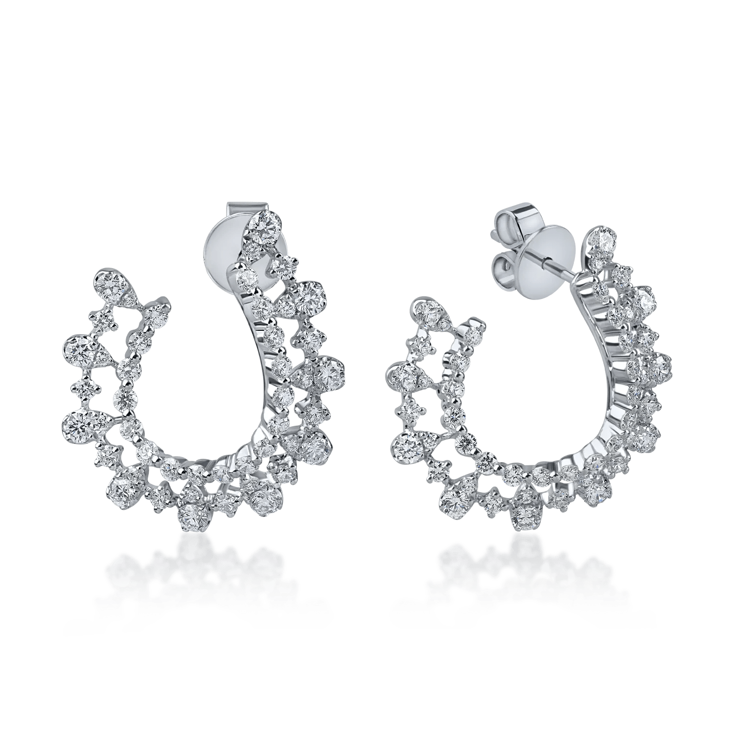 Cercei on ear din aur alb cu diamante de 1.7ct Cercei on ear din aur alb cu diamante de 1.7ct