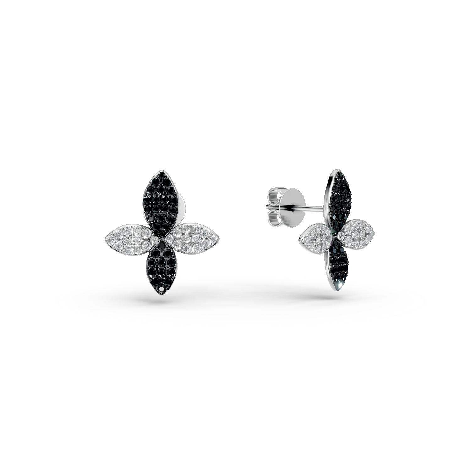 Cercei din aur alb cu diamante negre și incolore de 1.02ct Cercei din aur alb cu diamante negre și incolore de 1.02ct