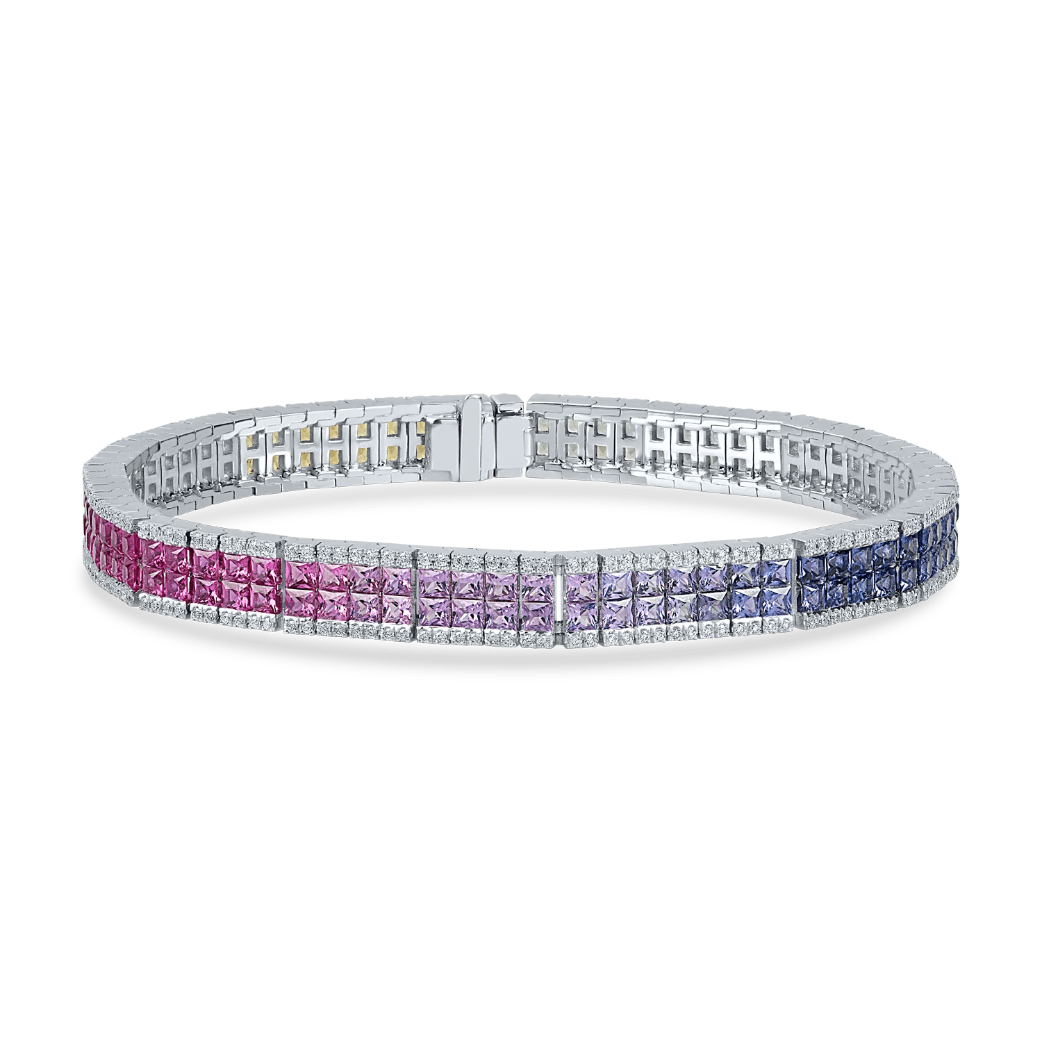 Brățară din aur alb cu safire multicolore și diamante de 8.9ct Brățară din aur alb cu safire multicolore și diamante de 8.9ct