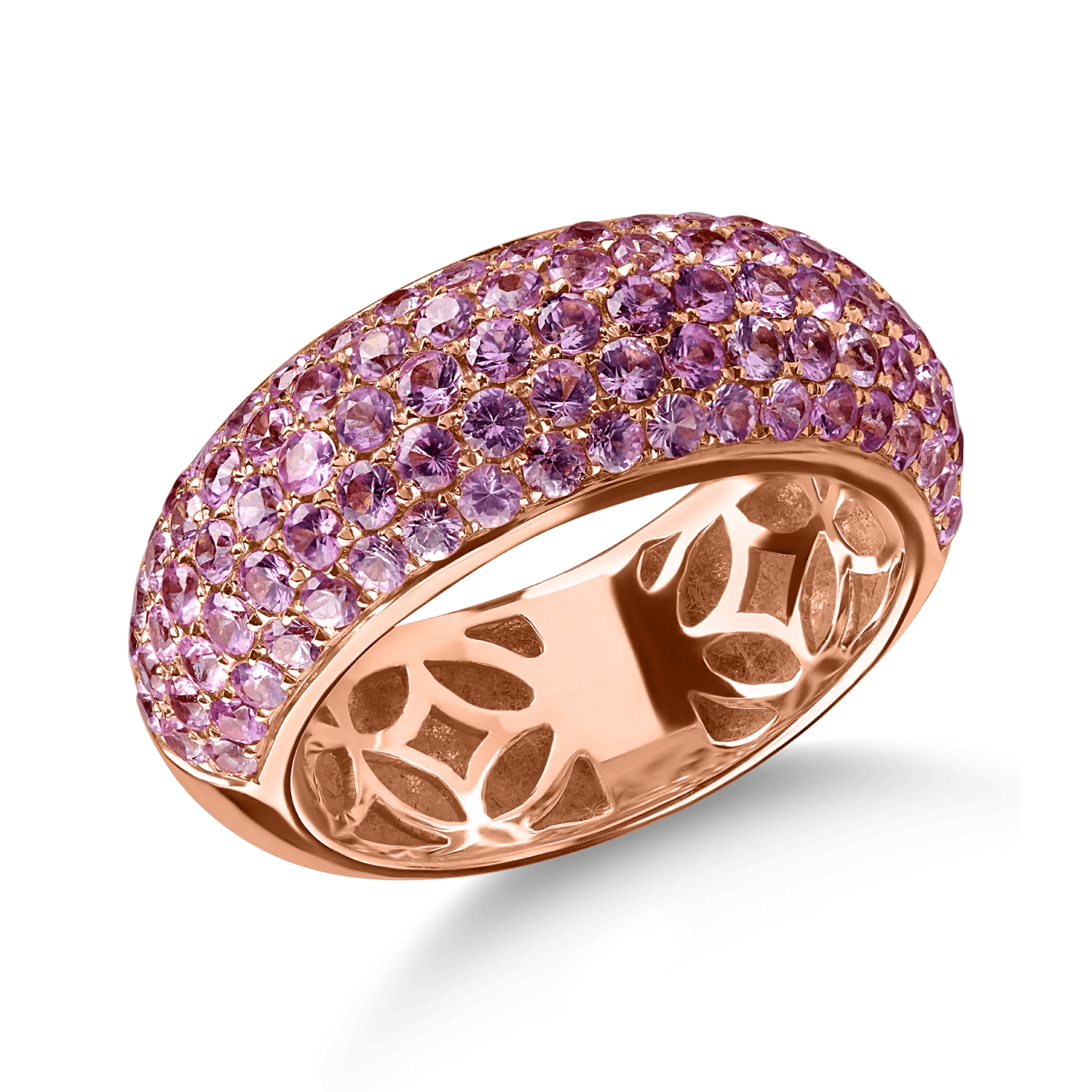 Inel din aur roz cu safire roz de 2.4ct, microsetting Inel din aur roz cu safire roz de 2.4ct, microsetting