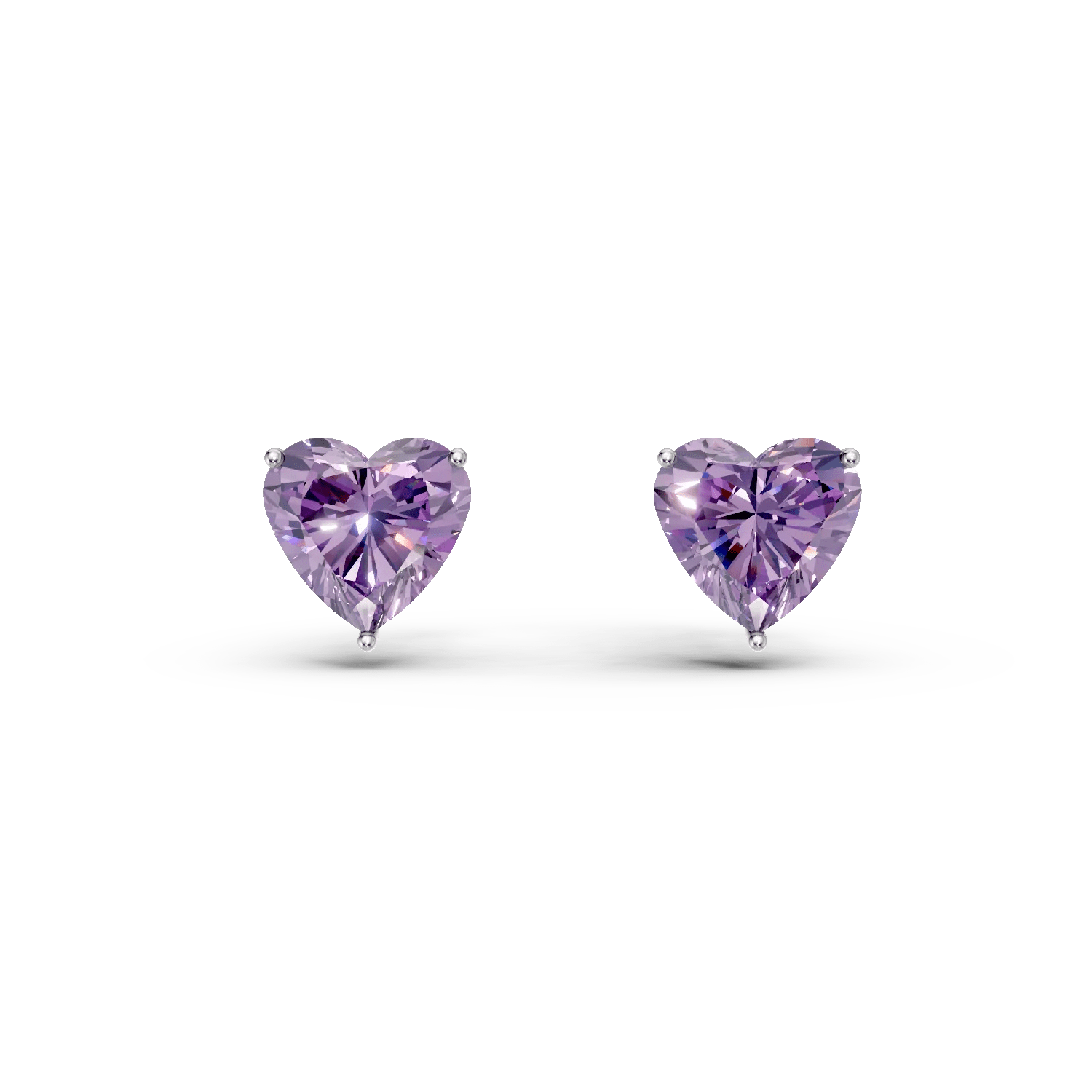 Cercei inimi din aur alb cu ametiste de 2.4ct Cercei inimi din aur alb cu ametiste de 2.4ct