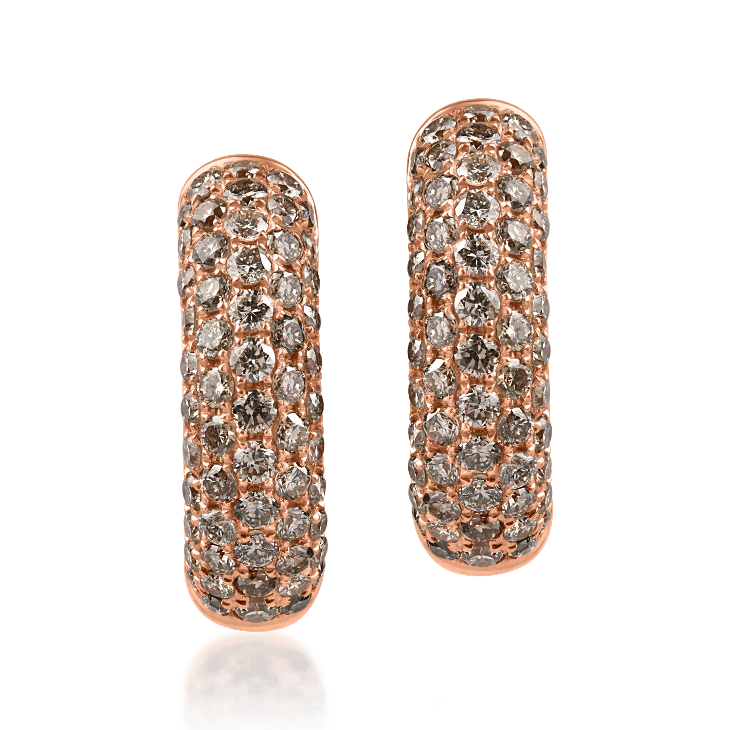 Cercei creole din aur roz cu diamante maro de 0.8ct – Teilor Cercei creole din aur roz cu diamante maro de 0.8ct – Teilor