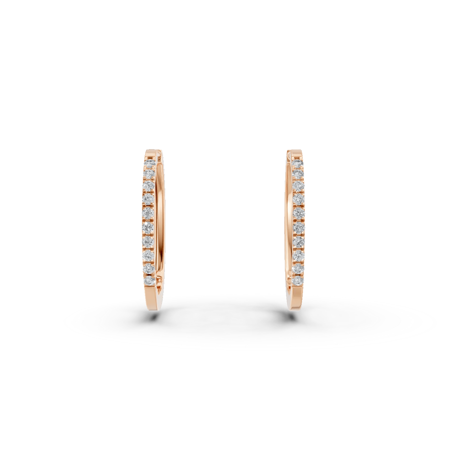 Cercei creole din aur roz cu diamante de 0.2ct – Teilor Cercei creole din aur roz cu diamante de 0.2ct – Teilor