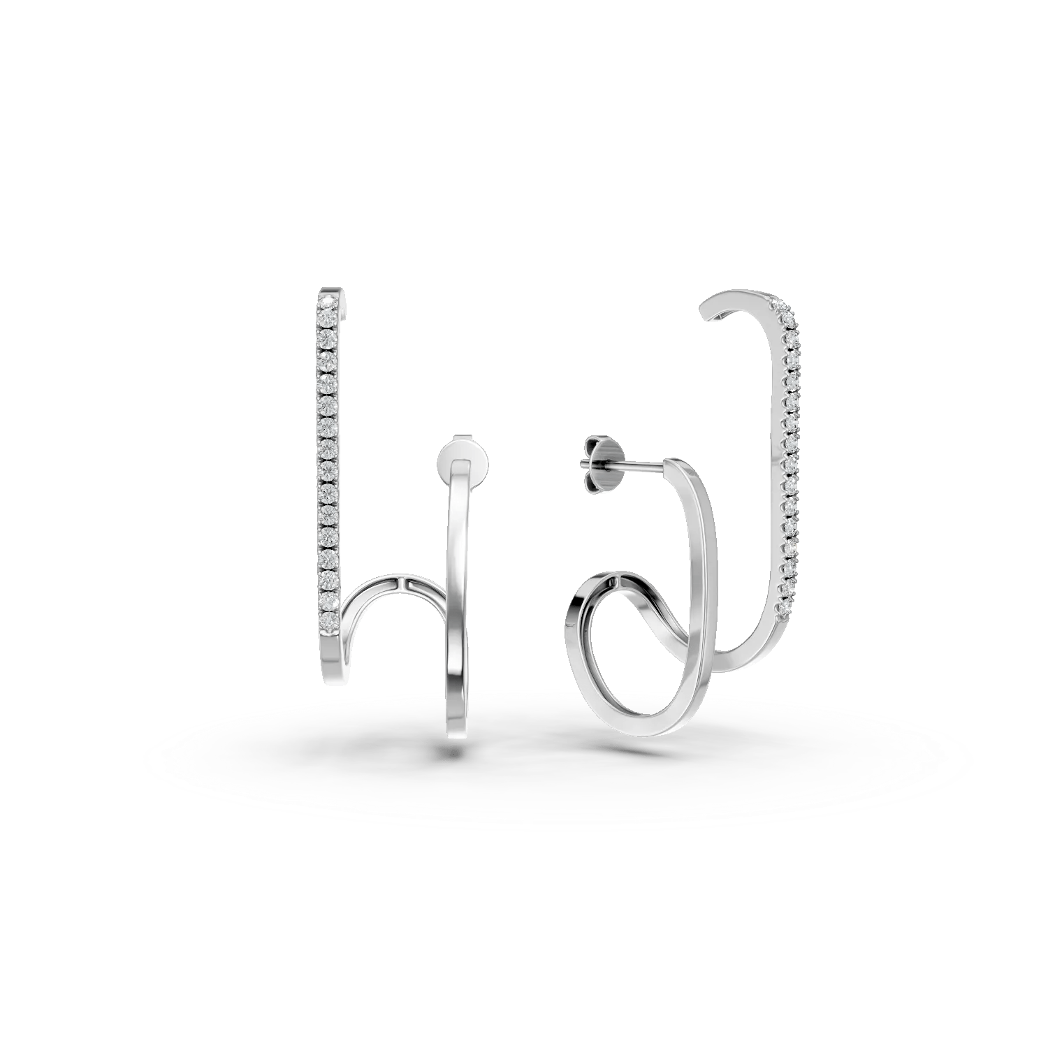 Cercei geometrici din aur alb cu diamante de 0.2ct Cercei geometrici din aur alb cu diamante de 0.2ct