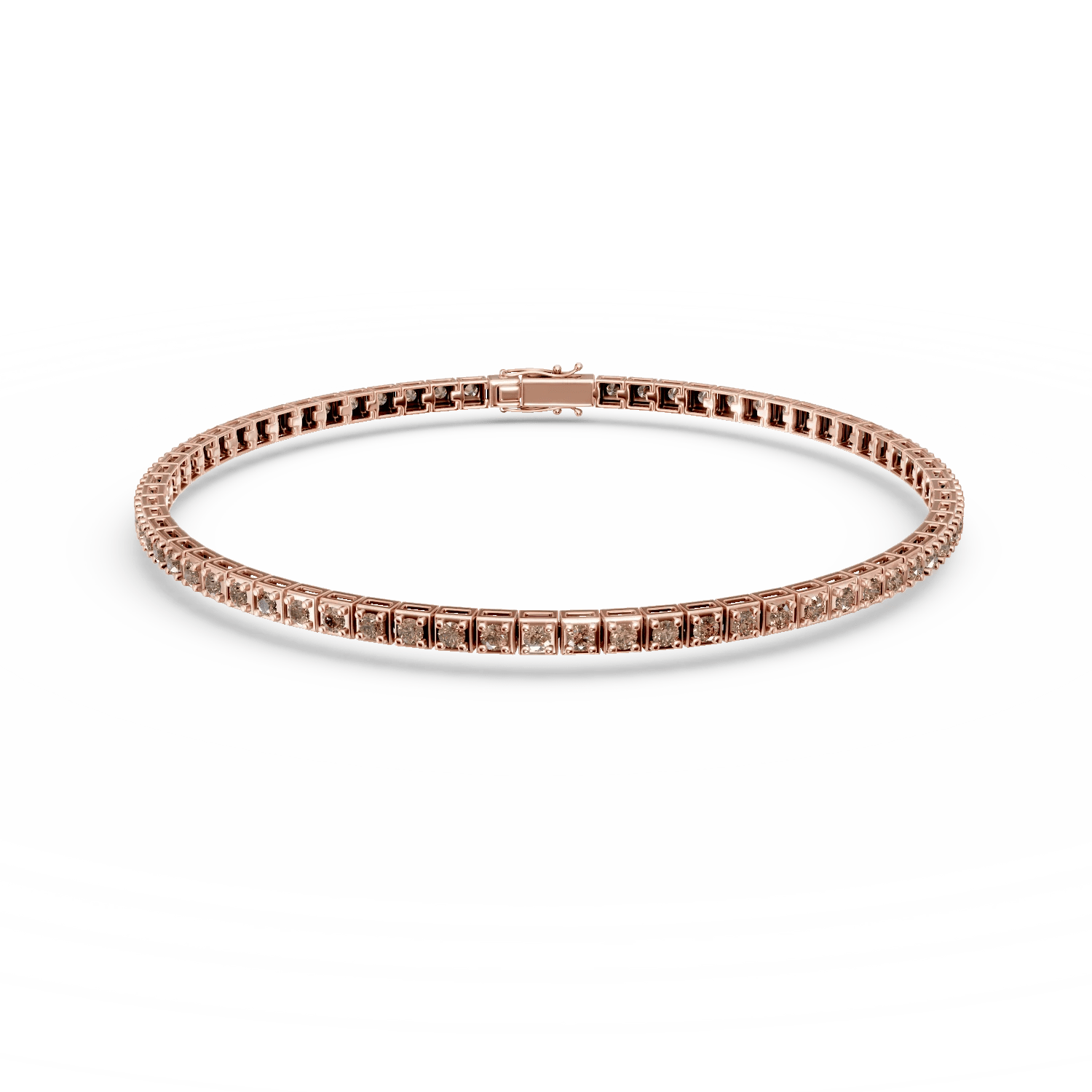 Brățară tennis din aur roz cu diamante maro de 0.7ct Brățară tennis din aur roz cu diamante maro de 0.7ct