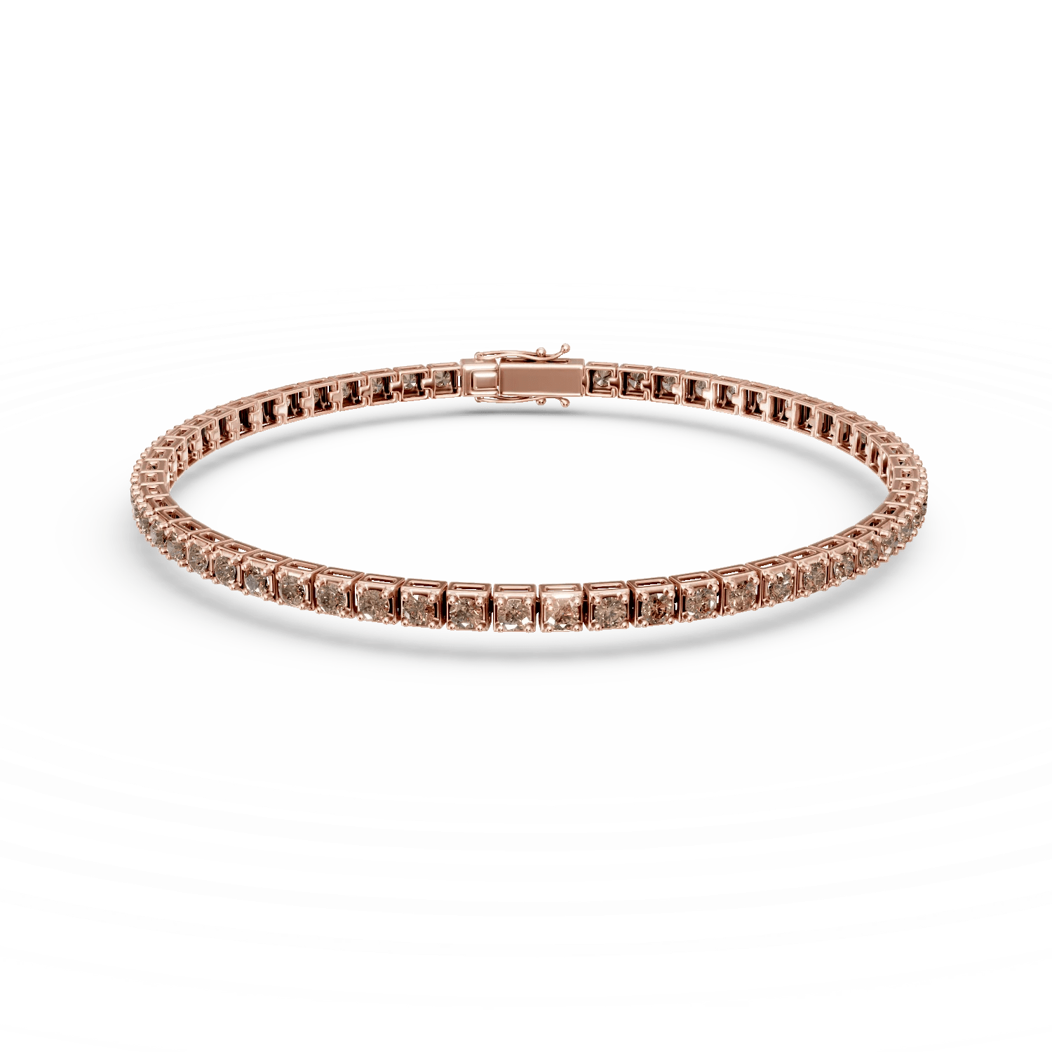 Brățară tennis din aur roz cu diamante maro de 1.5ct Brățară tennis din aur roz cu diamante maro de 1.5ct