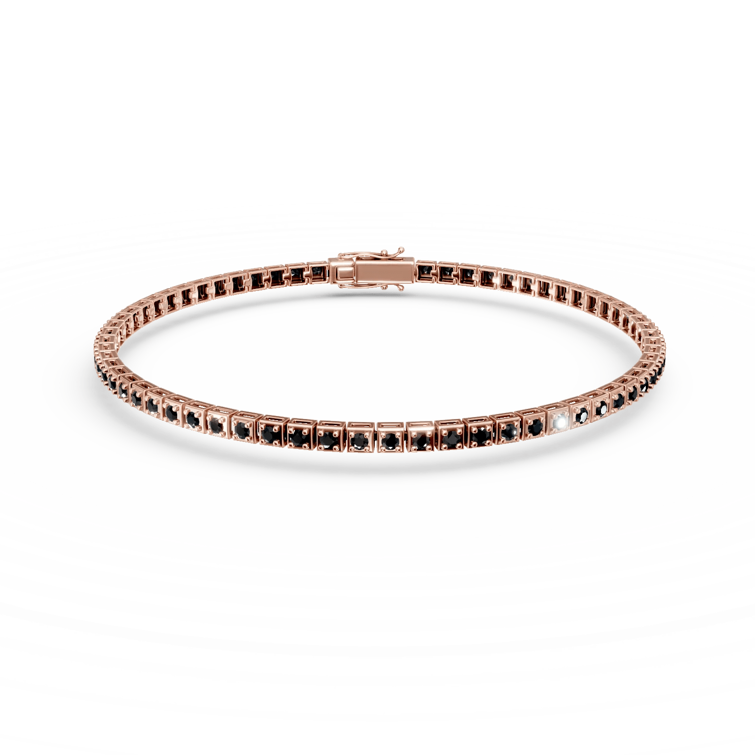 Brățară tenis din aur roz cu diamante negre de 1ct Brățară tenis din aur roz cu diamante negre de 1ct