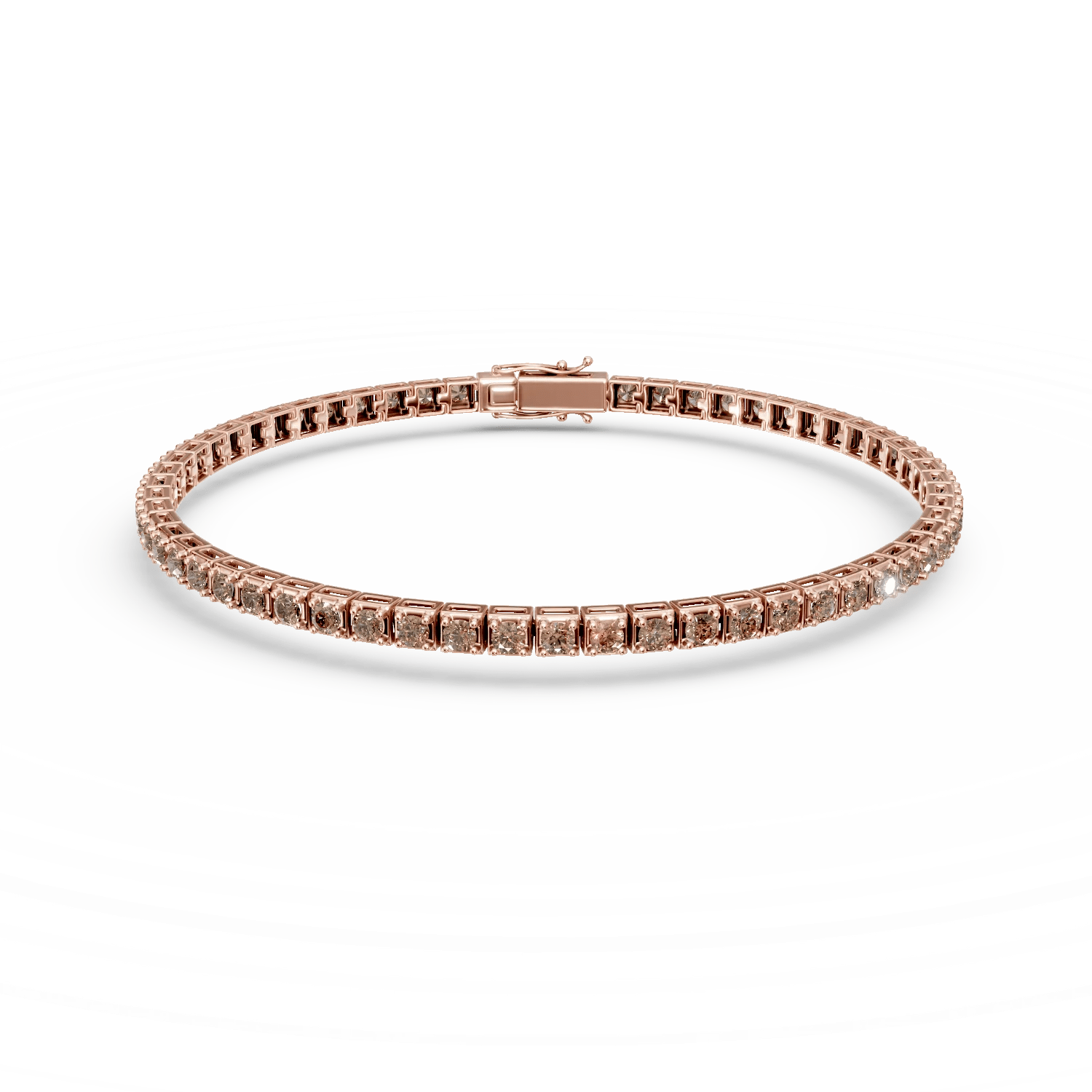 Brățară tennis din aur roz cu diamante maro de 1.9ct Brățară tennis din aur roz cu diamante maro de 1.9ct