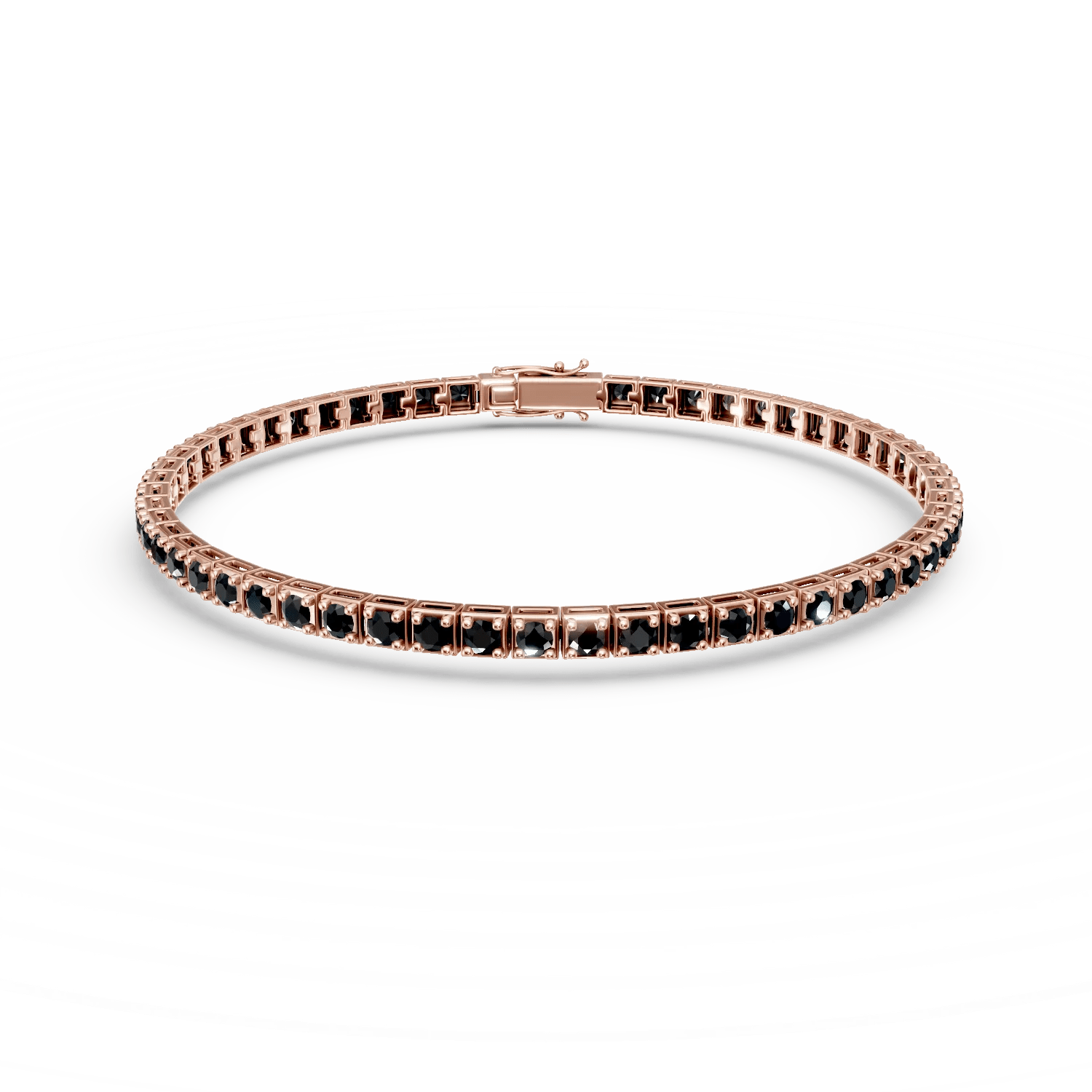 Brăţară tennis din aur roz cu diamante negre de 2ct Brăţară tennis din aur roz cu diamante negre de 2ct