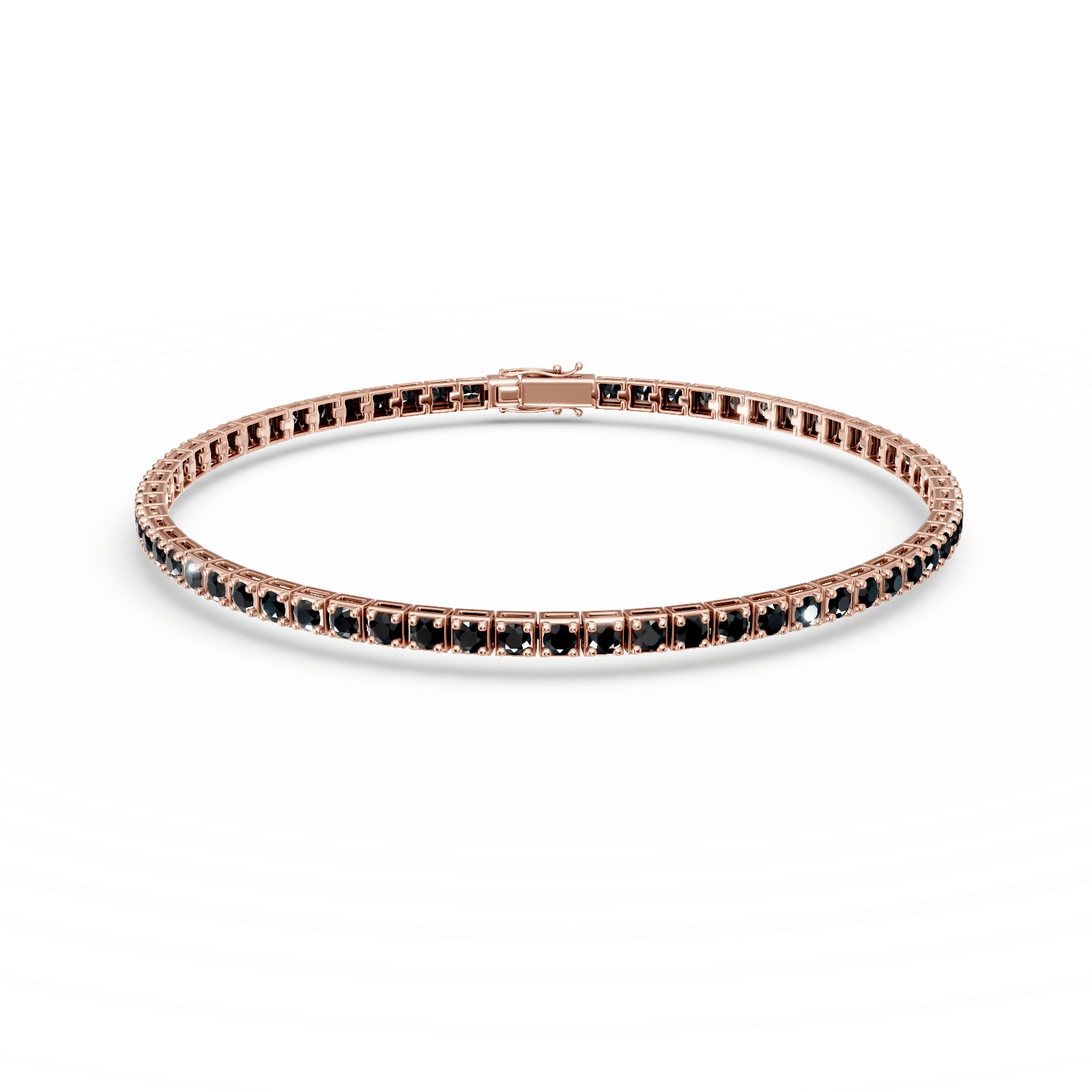 Brățară tennis din aur roz cu diamante negre de 3.3ct Brățară tennis din aur roz cu diamante negre de 3.3ct