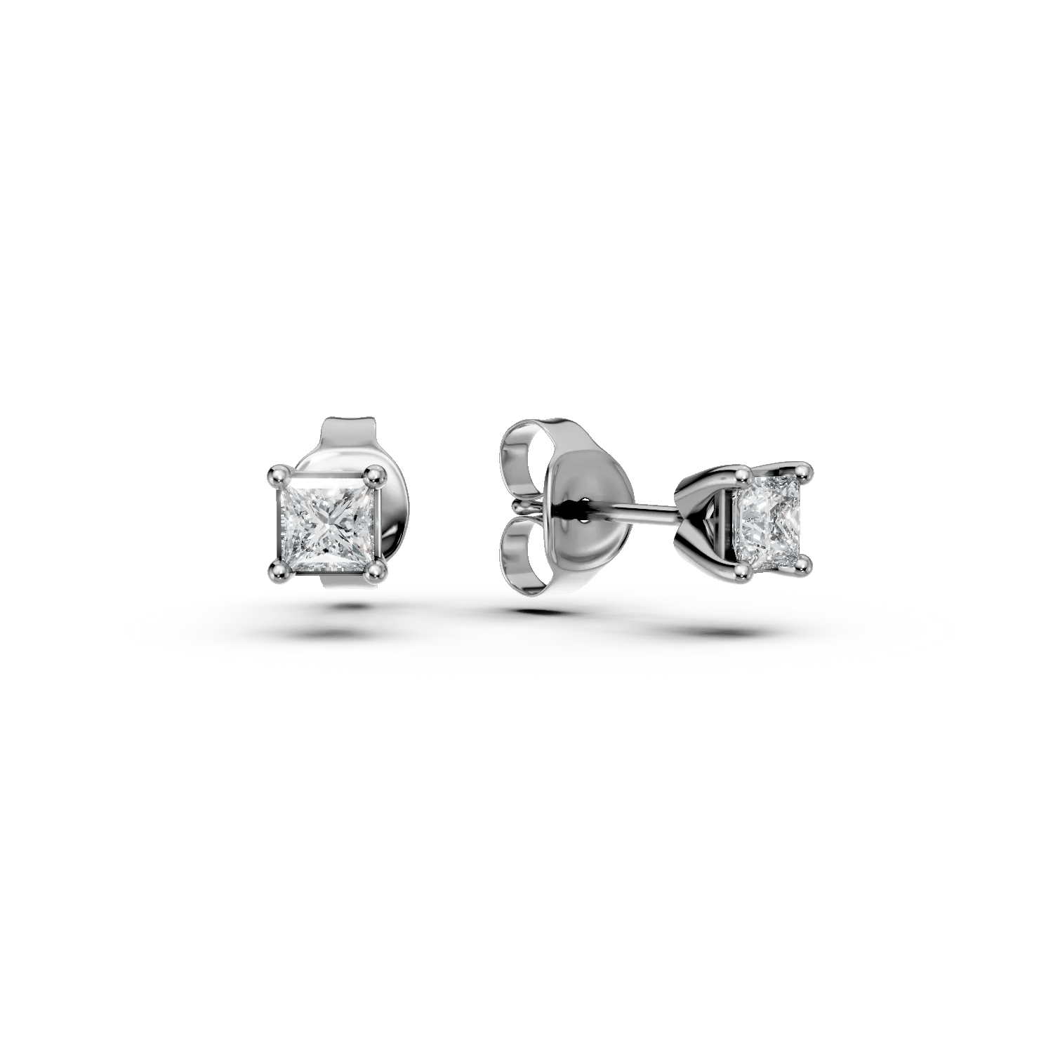 Cercei stud din aur alb cu diamante princess 0.2ct Cercei stud din aur alb cu diamante princess 0.2ct