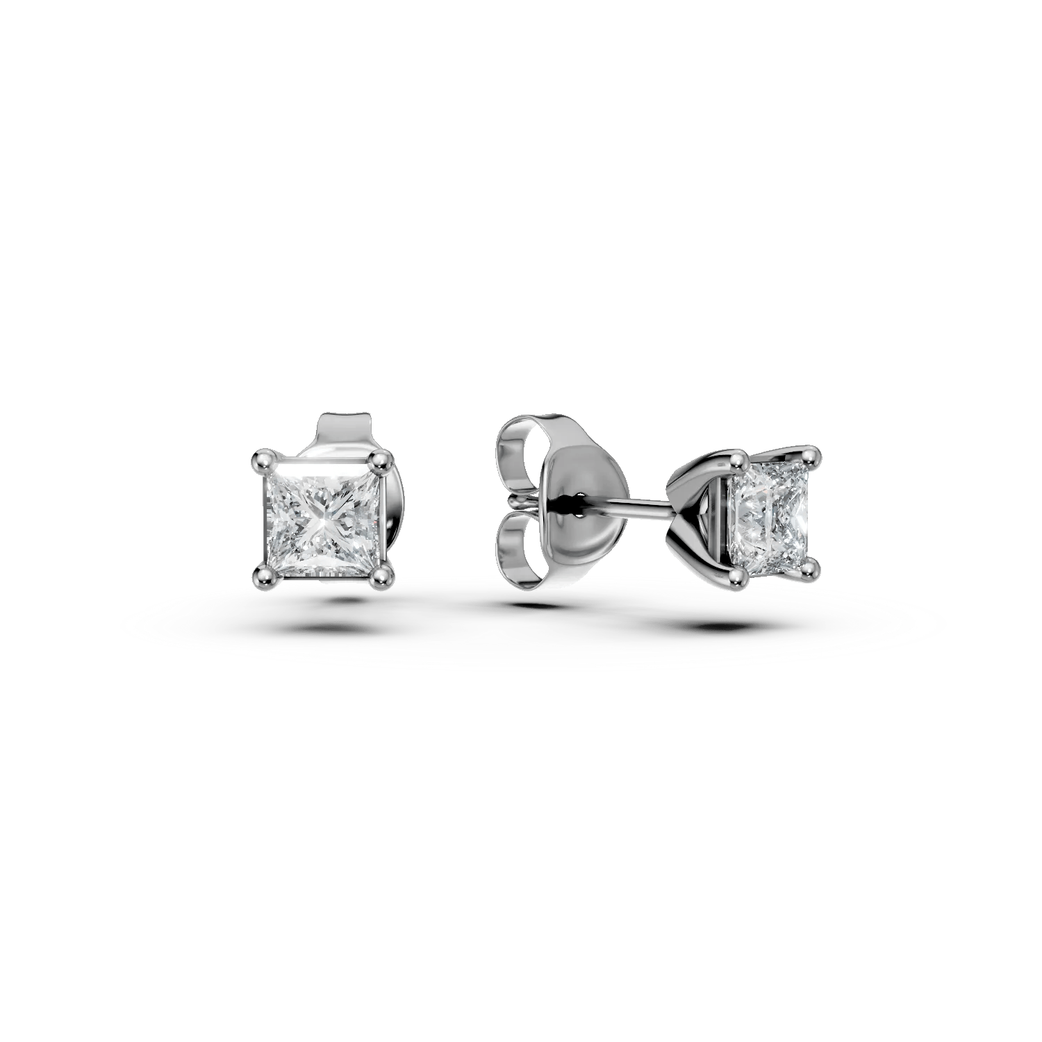 Cercei stud din aur alb cu diamante princess de 0.4ct – Teilor Cercei stud din aur alb cu diamante princess de 0.4ct – Teilor