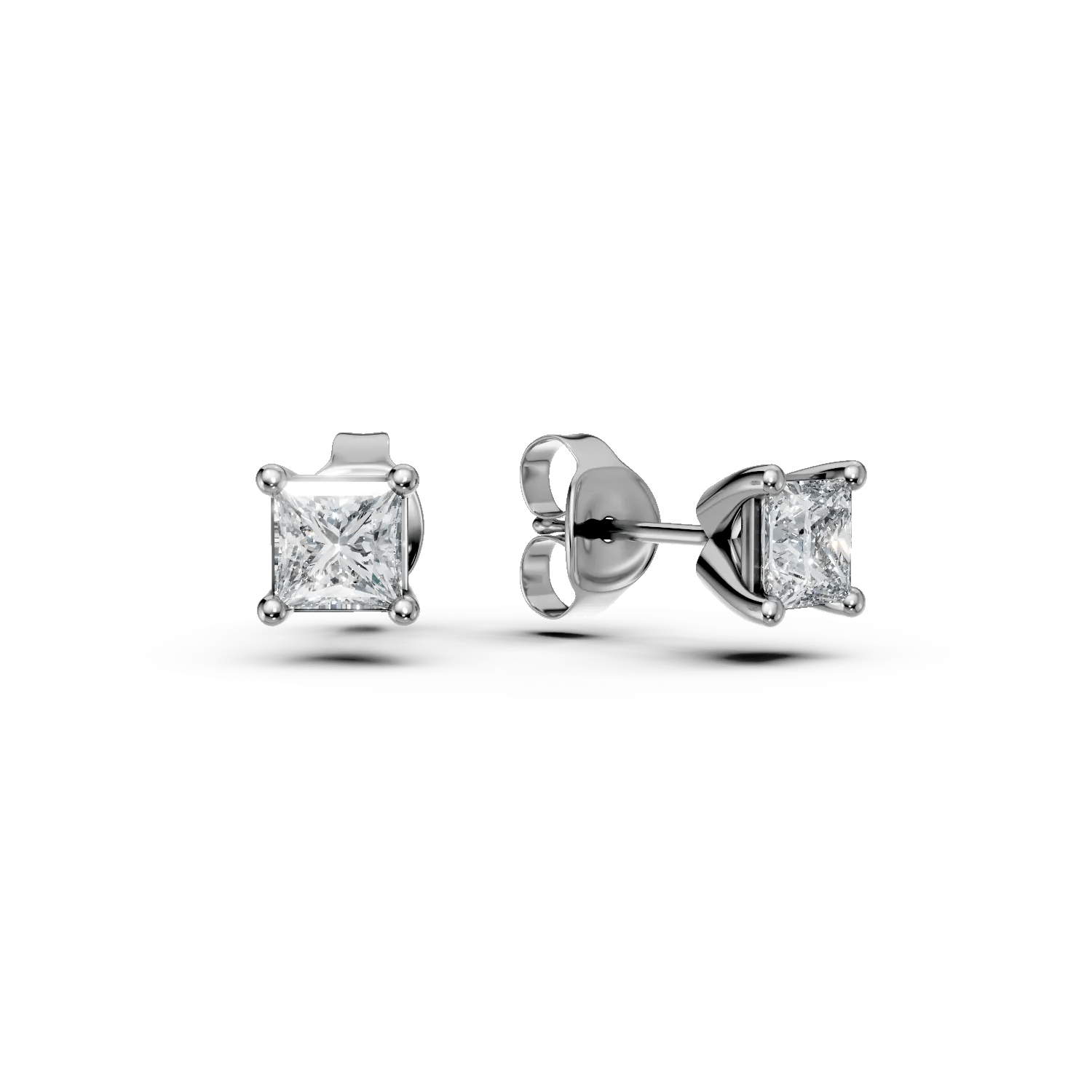 Cercei stud din aur alb cu diamante princess 0.5ct Cercei stud din aur alb cu diamante princess 0.5ct