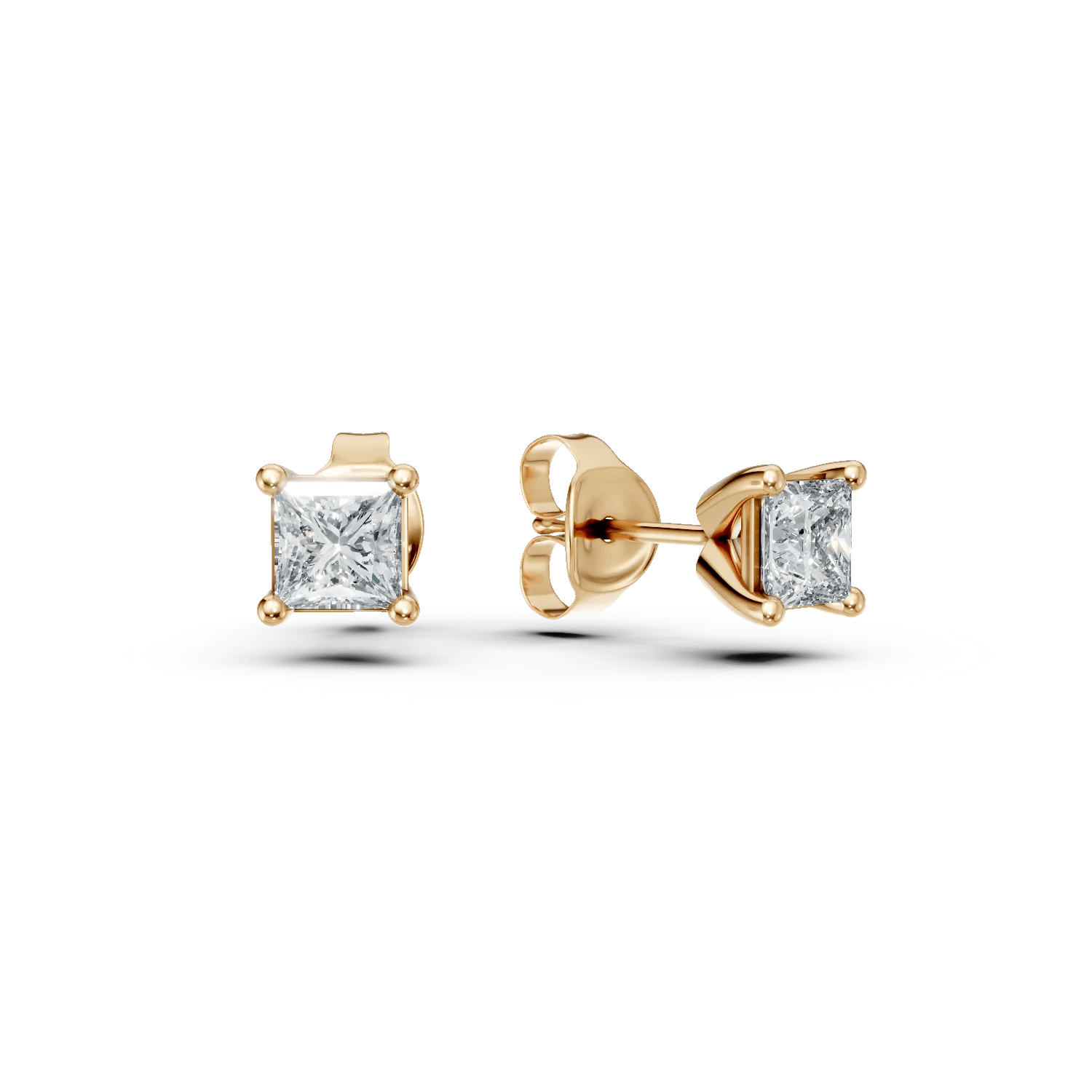 Cercei stud din aur galben cu diamante princess de 0.5ct – Teilor Cercei stud din aur galben cu diamante princess de 0.5ct – Teilor