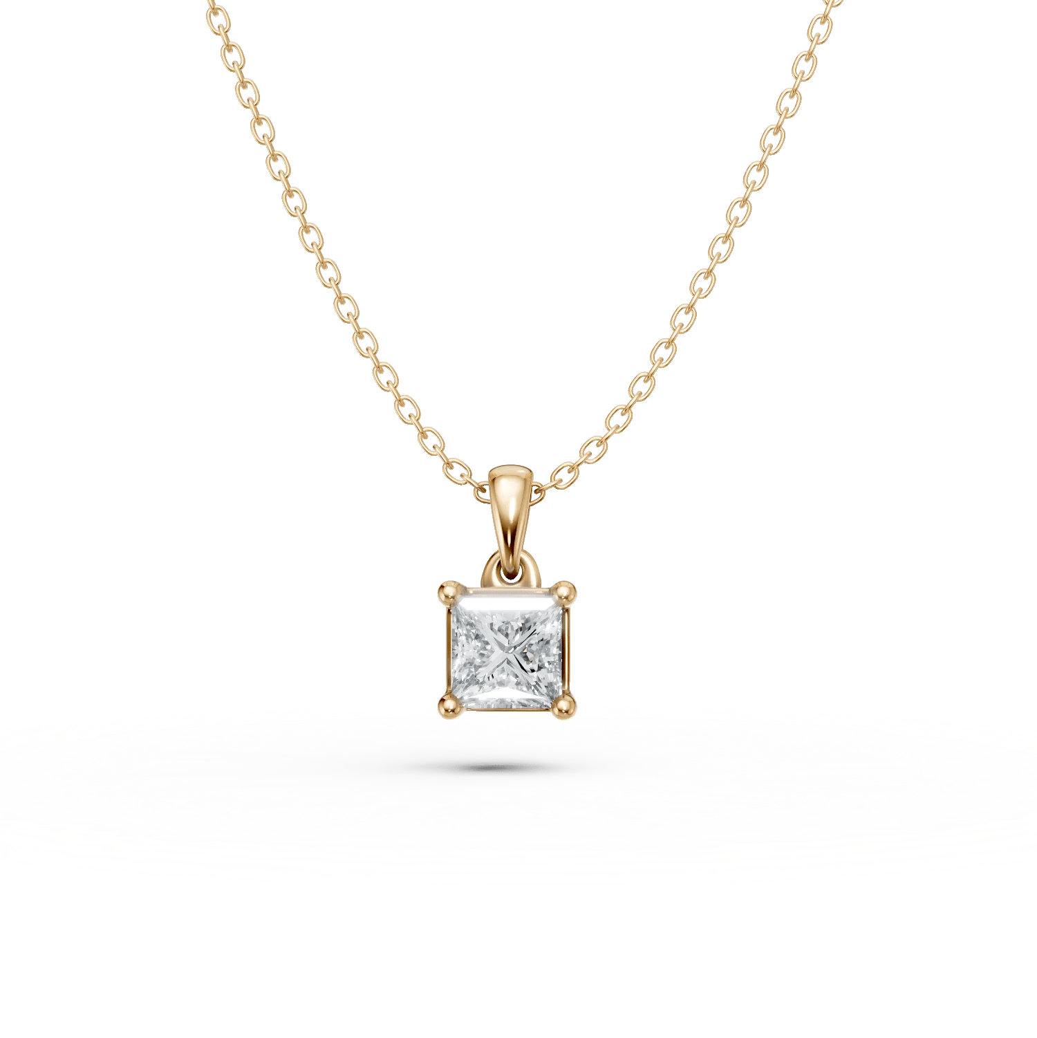 Lanț cu pandantiv aur galben și diamant princess solitaire 0.3ct Lanț cu pandantiv aur galben și diamant princess solitaire 0.3ct