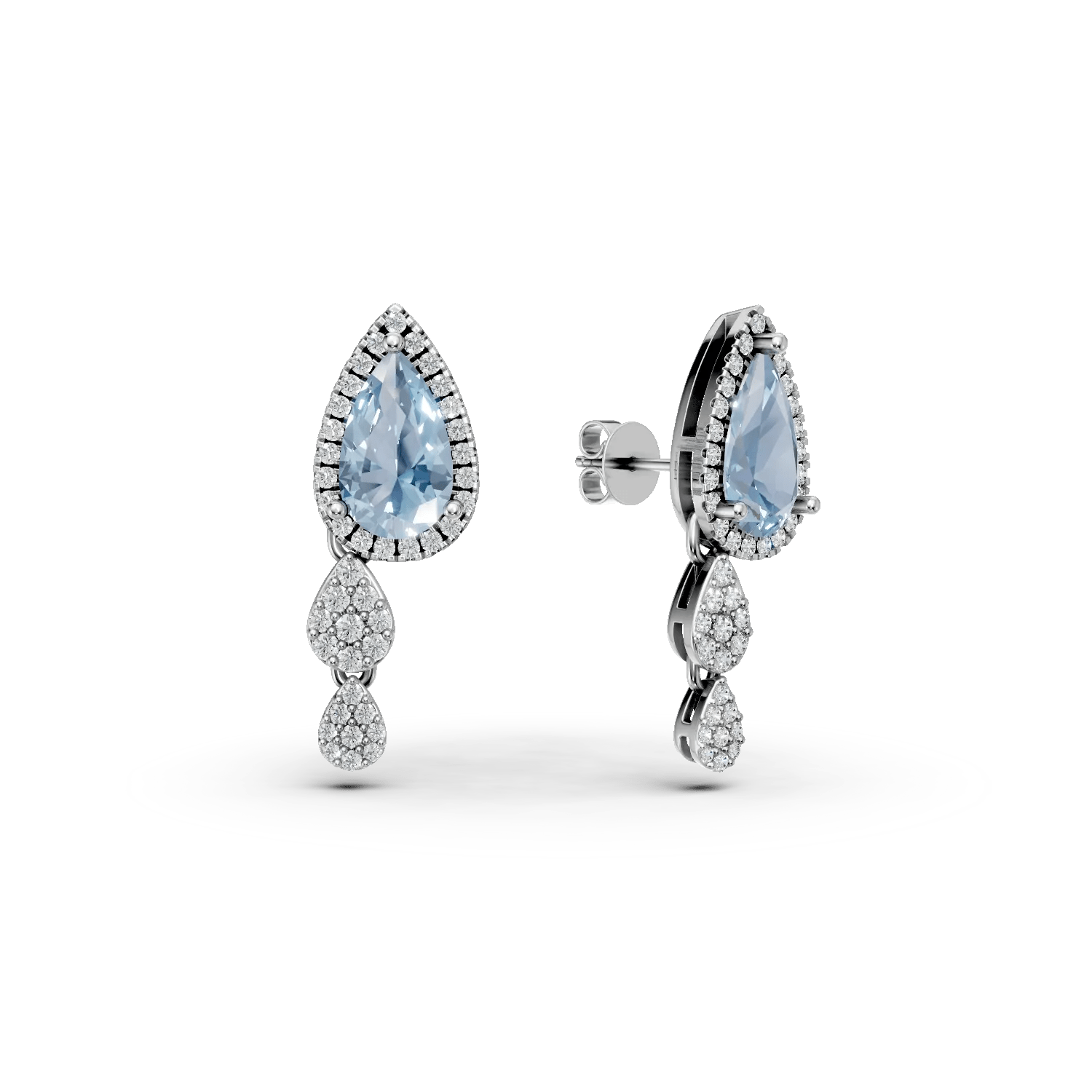 Cercei din aur alb cu topaze albastre de 2.8ct și diamante de 0.6ct Cercei din aur alb cu topaze albastre de 2.8ct și diamante de 0.6ct