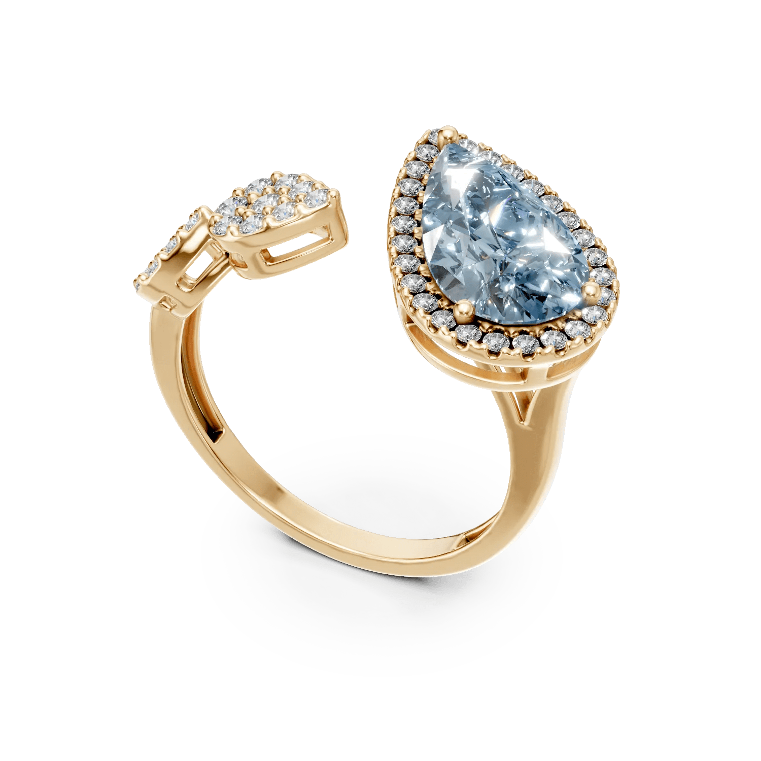 Inel geometric din aur galben cu topaz albastru Inel geometric din aur galben cu topaz albastru