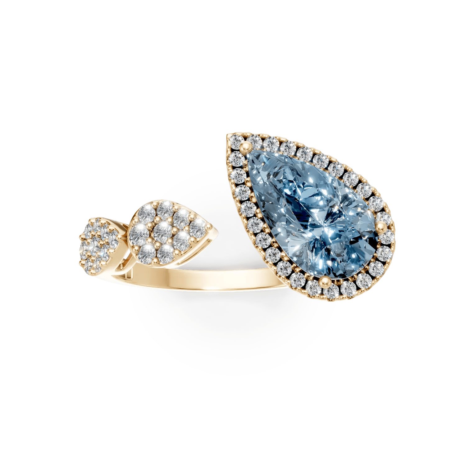 Inel geometric din aur galben cu topaz albastru Inel geometric din aur galben cu topaz albastru