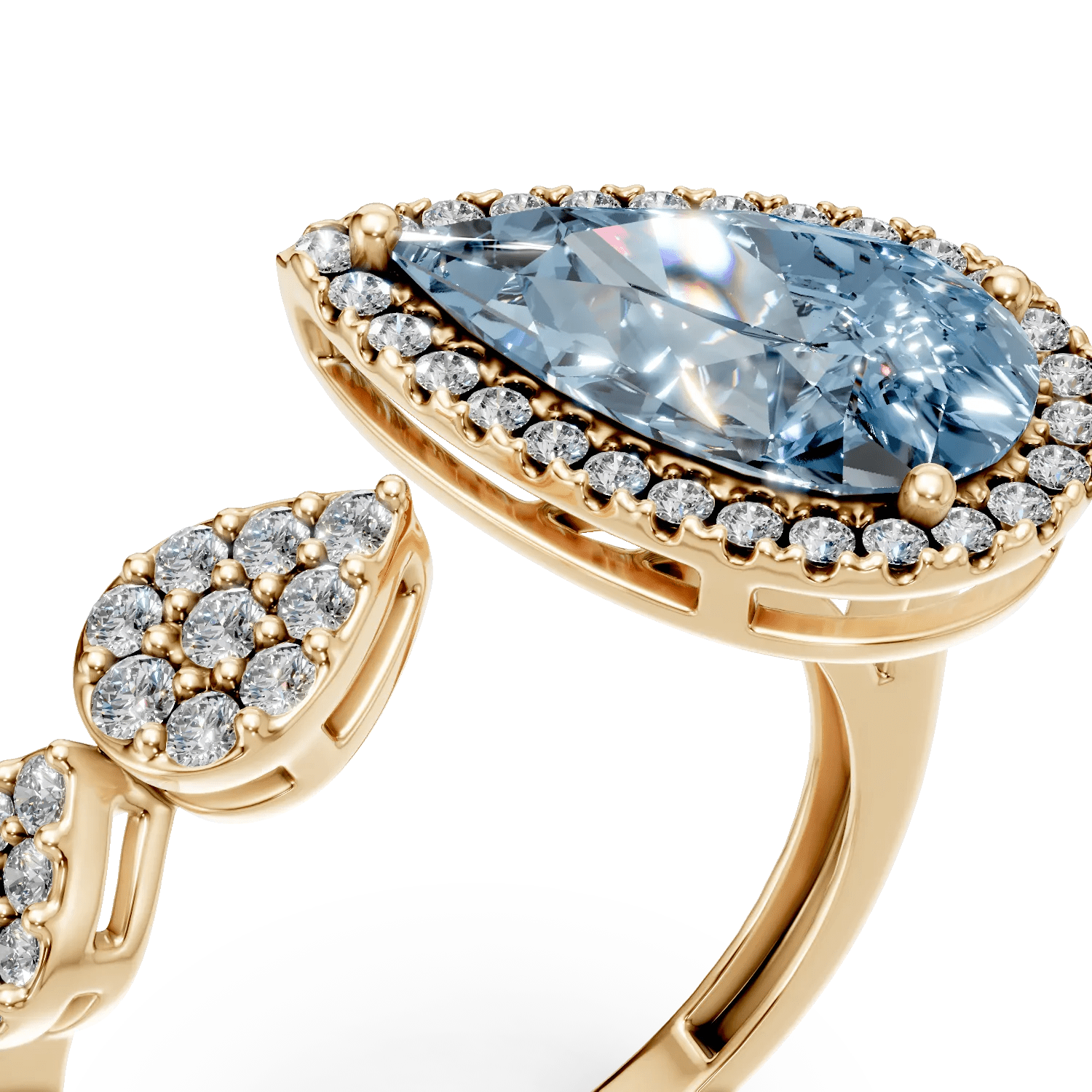 Inel geometric din aur galben cu topaz albastru Inel geometric din aur galben cu topaz albastru